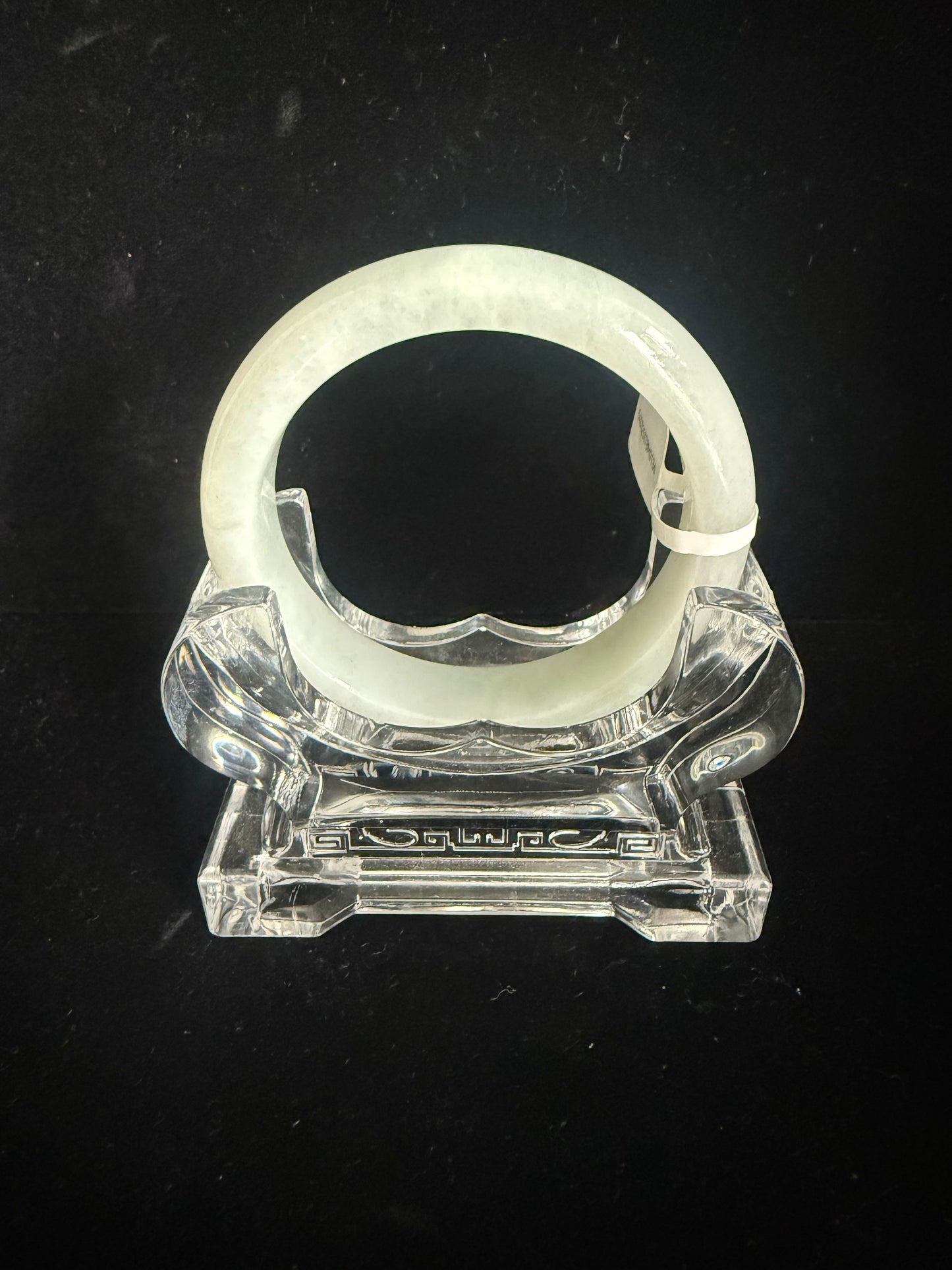 136. White with green glossy undertone Jade Bangle