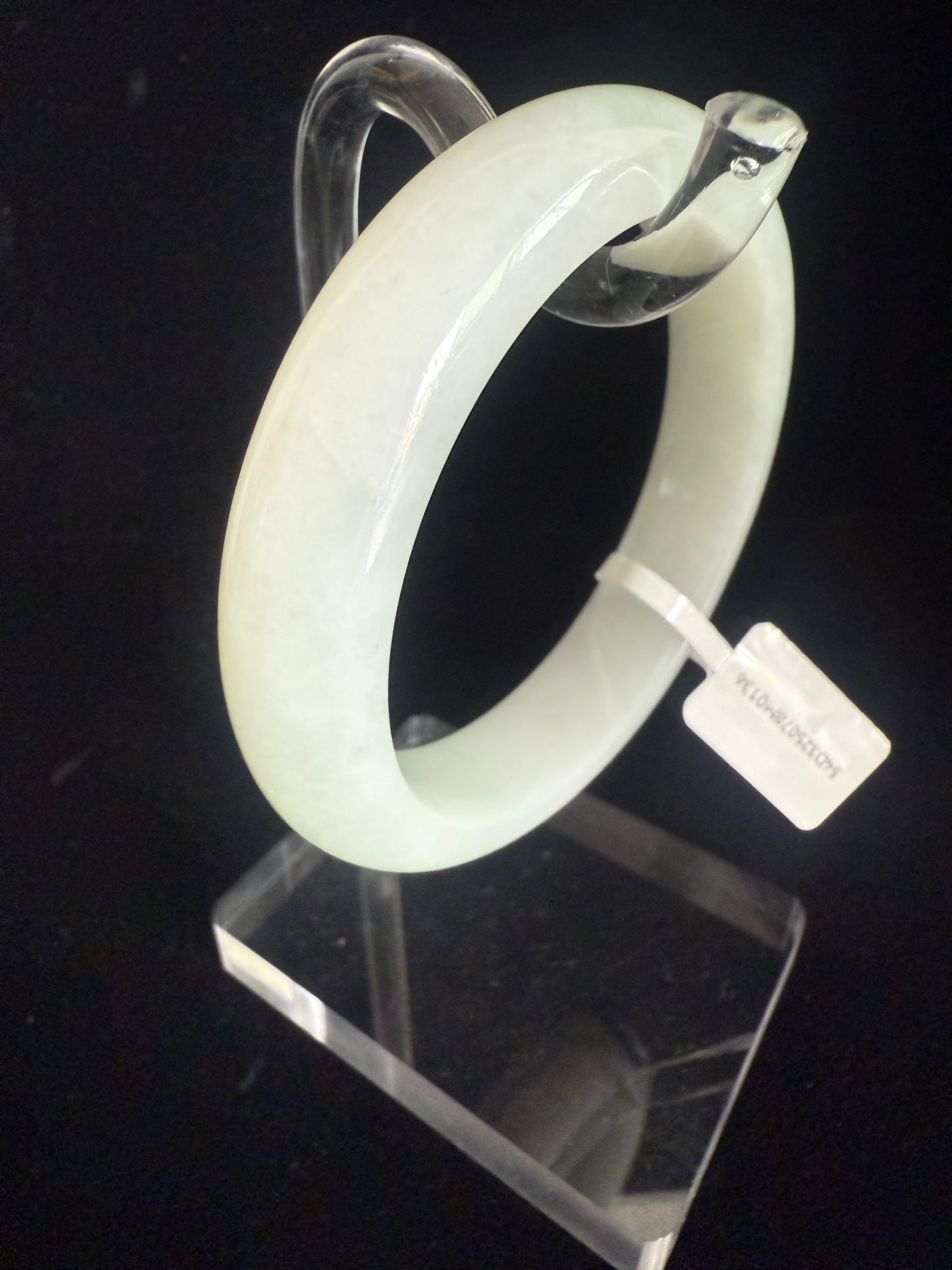 136. White with green glossy undertone Jade Bangle