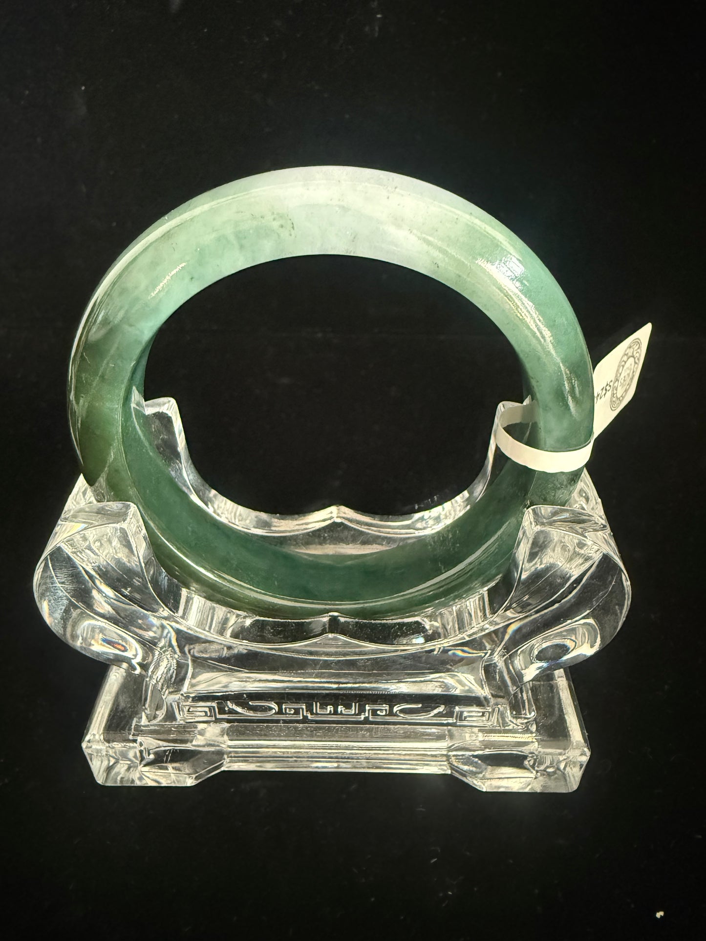 126. Dark green with blend with a grey Jade Bangle