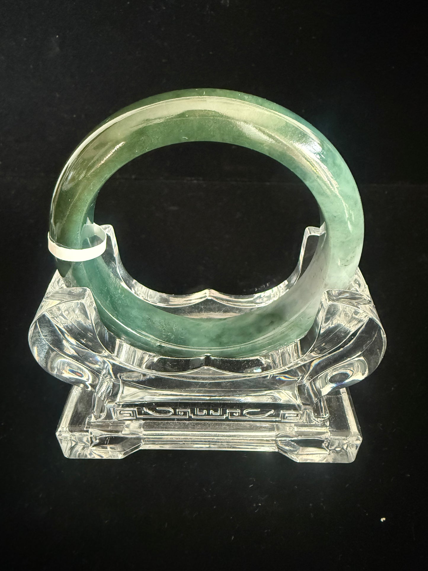 126. Dark green with blend with a grey Jade Bangle