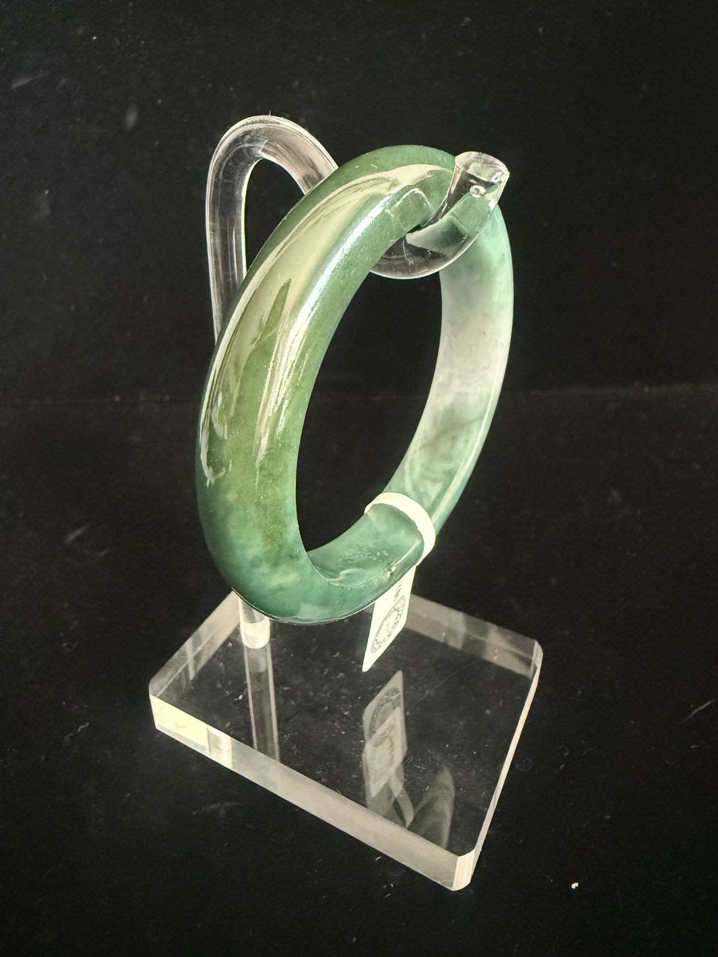 126. Dark green with blend with a grey Jade Bangle