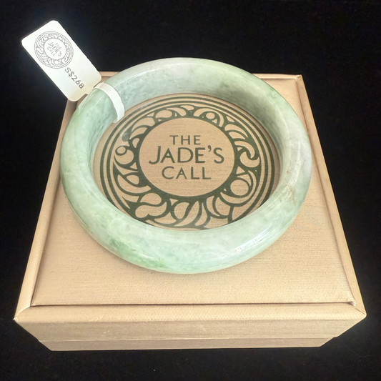 122. Natural soft print green Jade Bangle