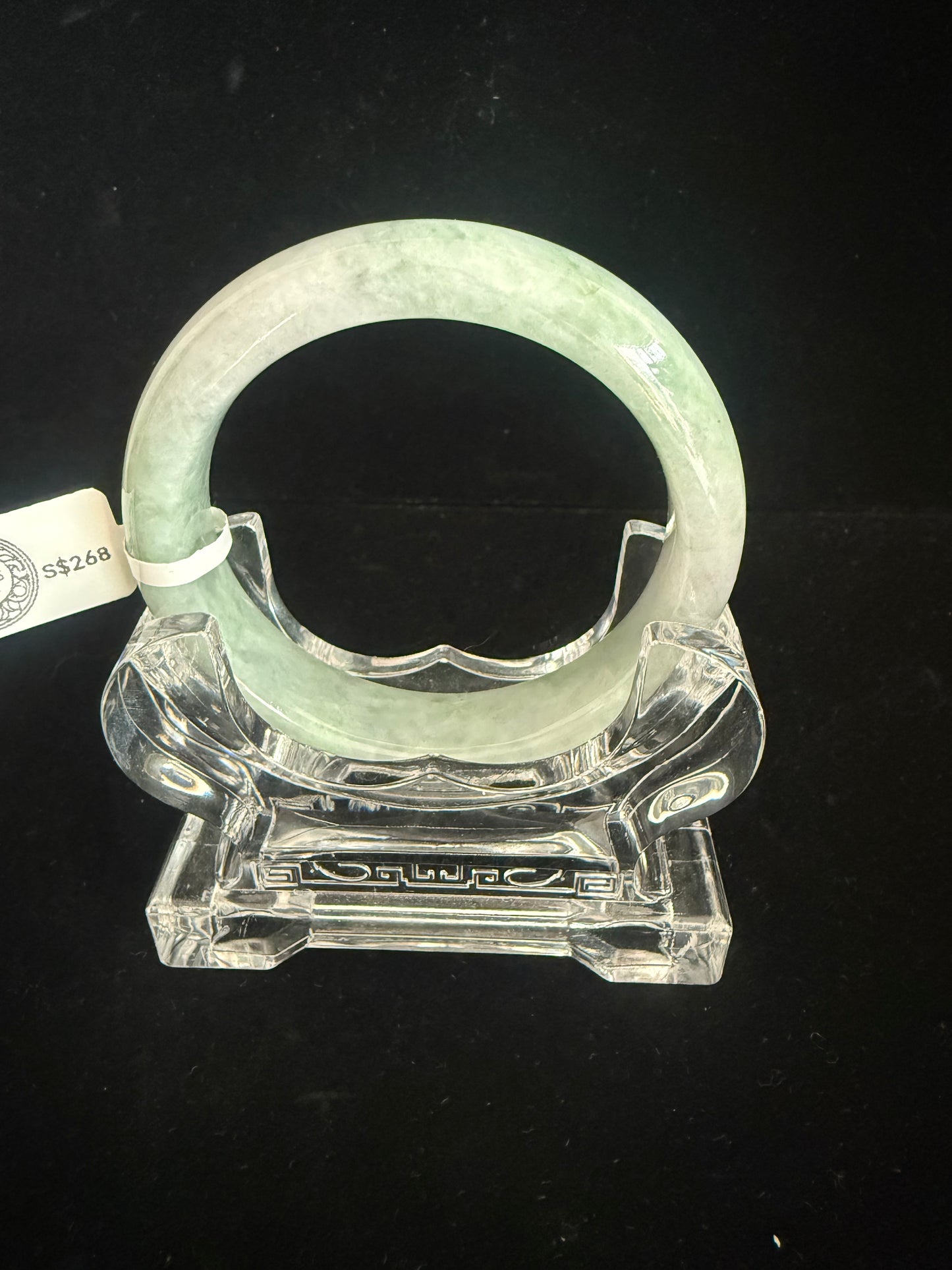 122. Natural soft print green Jade Bangle