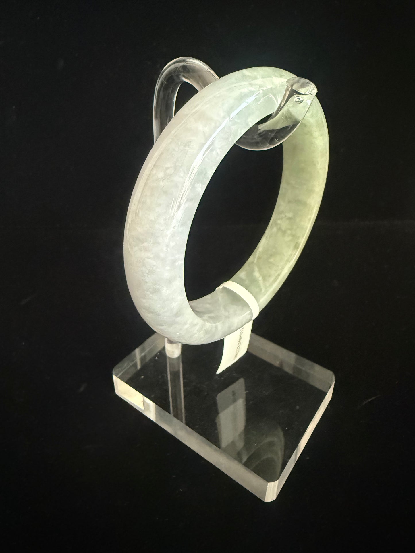 124. Half Grey blend with half green Jade Bangle