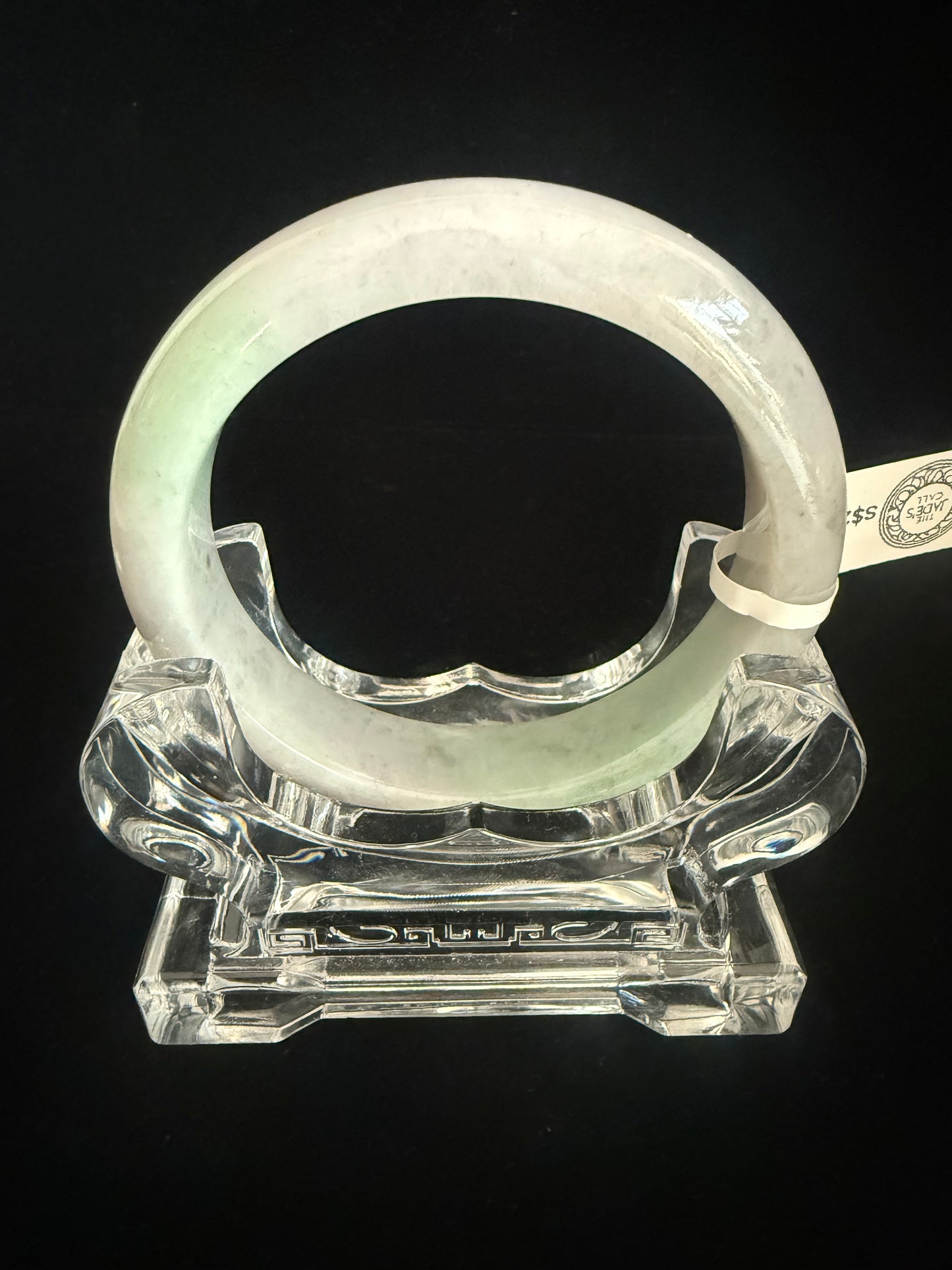 127. Smooth grey blended with green Jade bangle