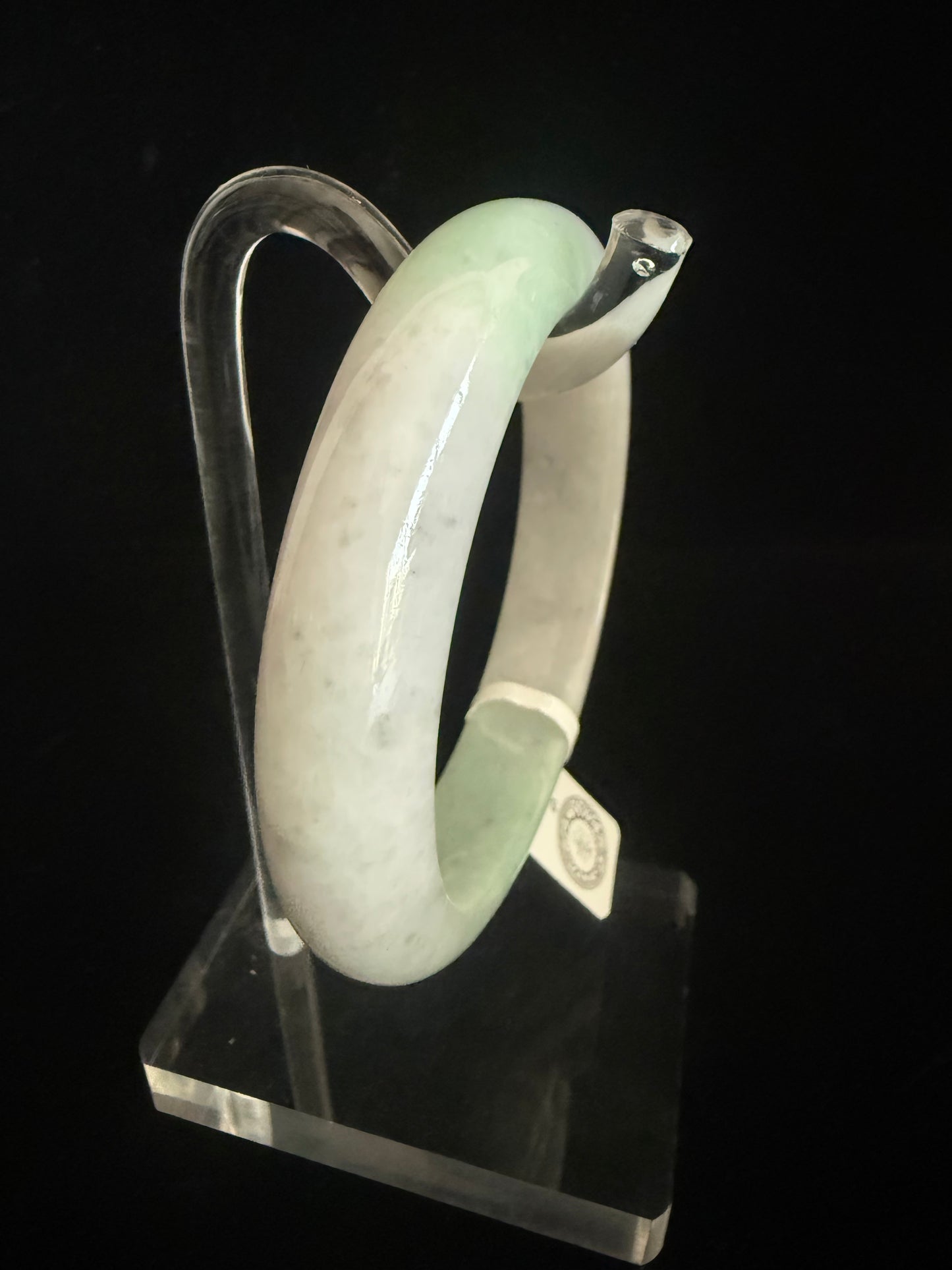 127. Smooth grey blended with green Jade bangle