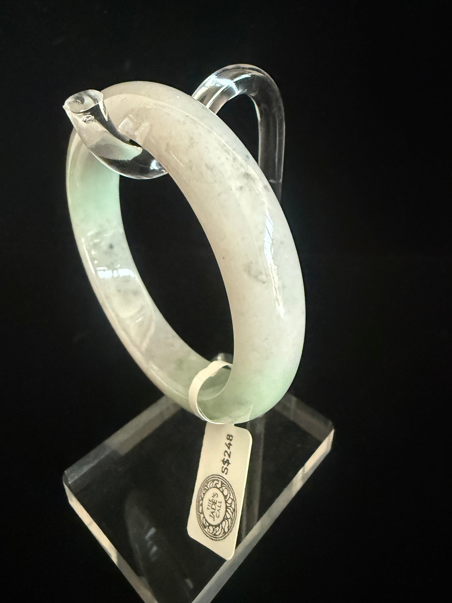 127. Smooth grey blended with green Jade bangle