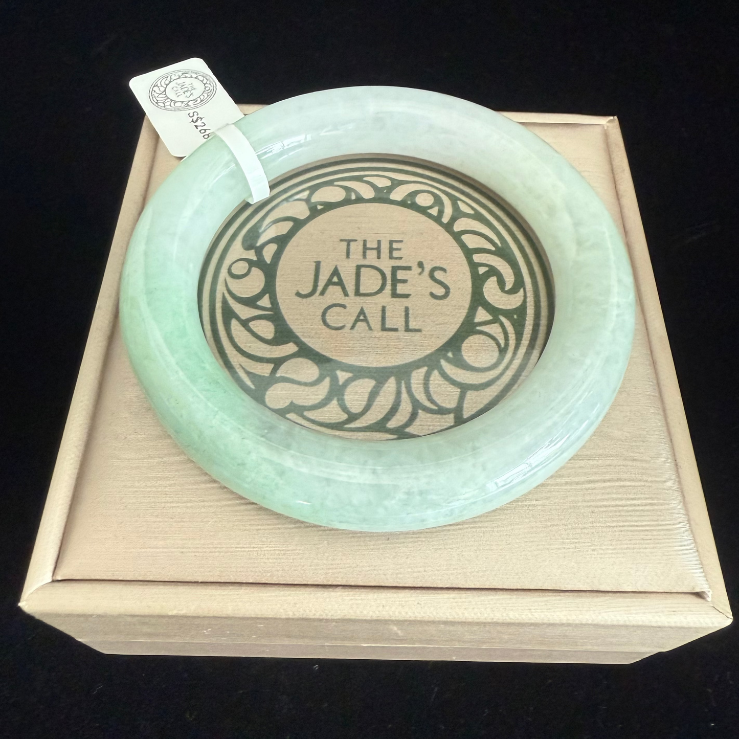 155. Traditional round light green Jade Bangle