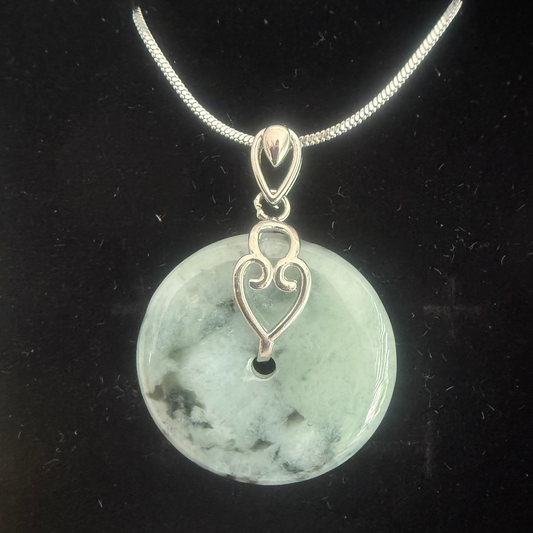 L29. Jade pendant with necklace -Safety button