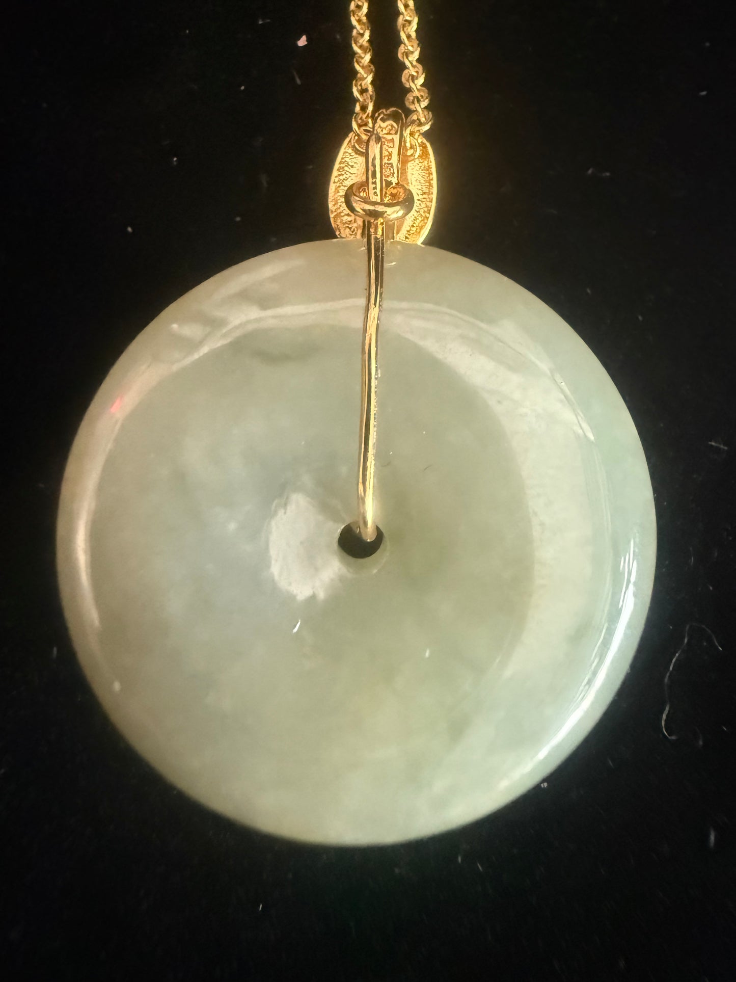 L34. Jade pendant with necklace -Safety button