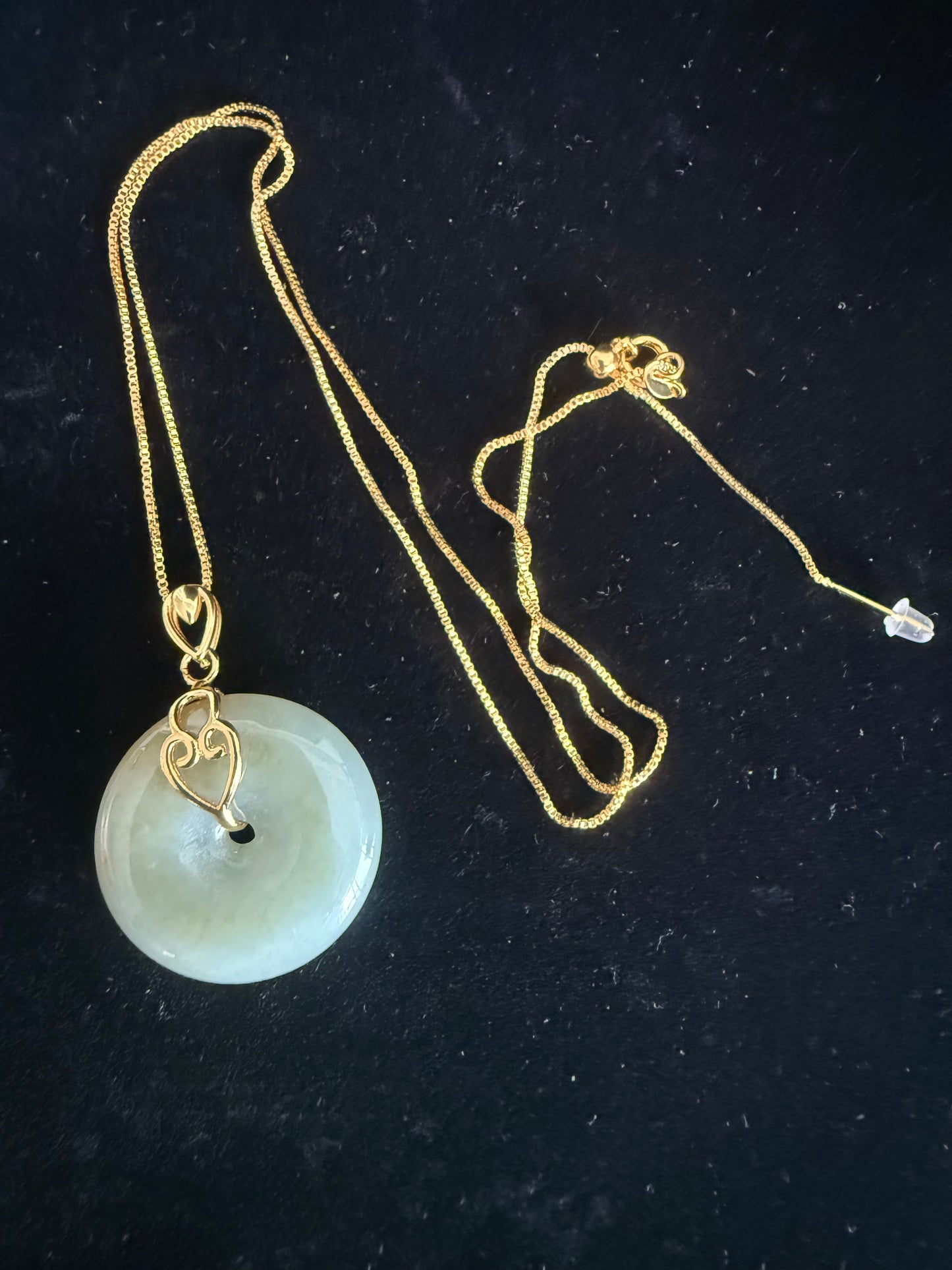 L35. Jade pendant with necklace -Safety button