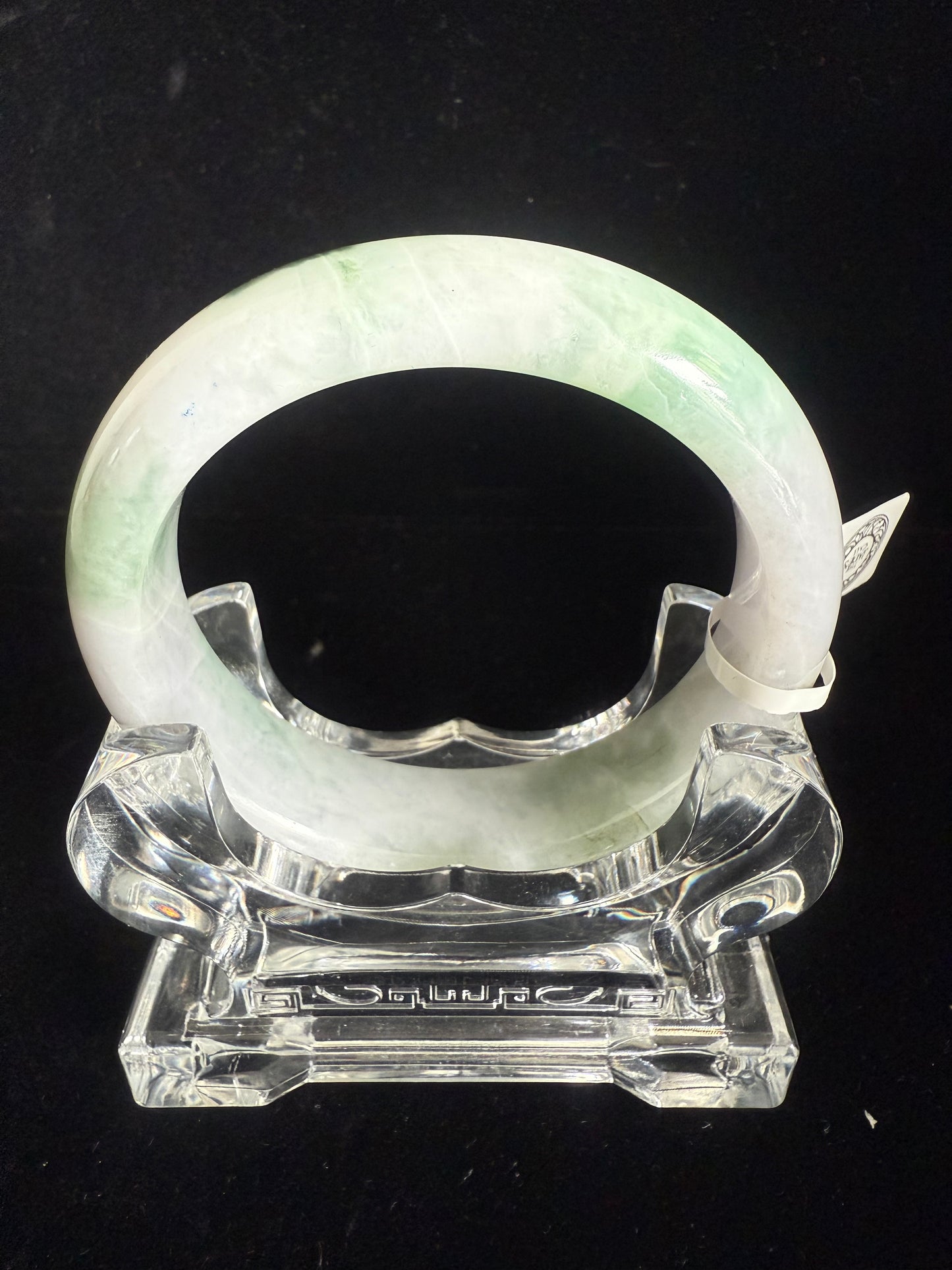 235. Green n white mix Jade bangle