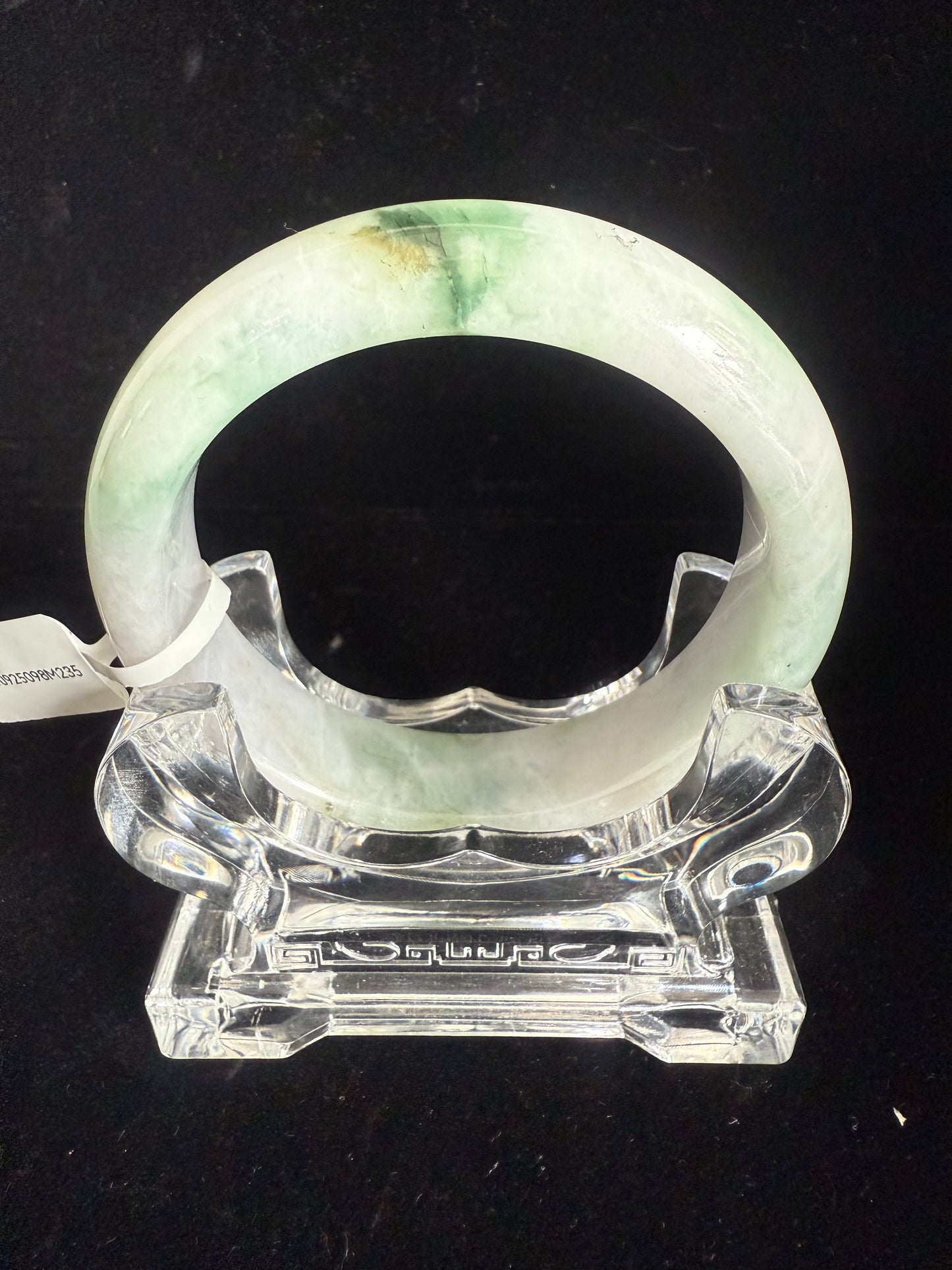 235. Green n white mix Jade bangle