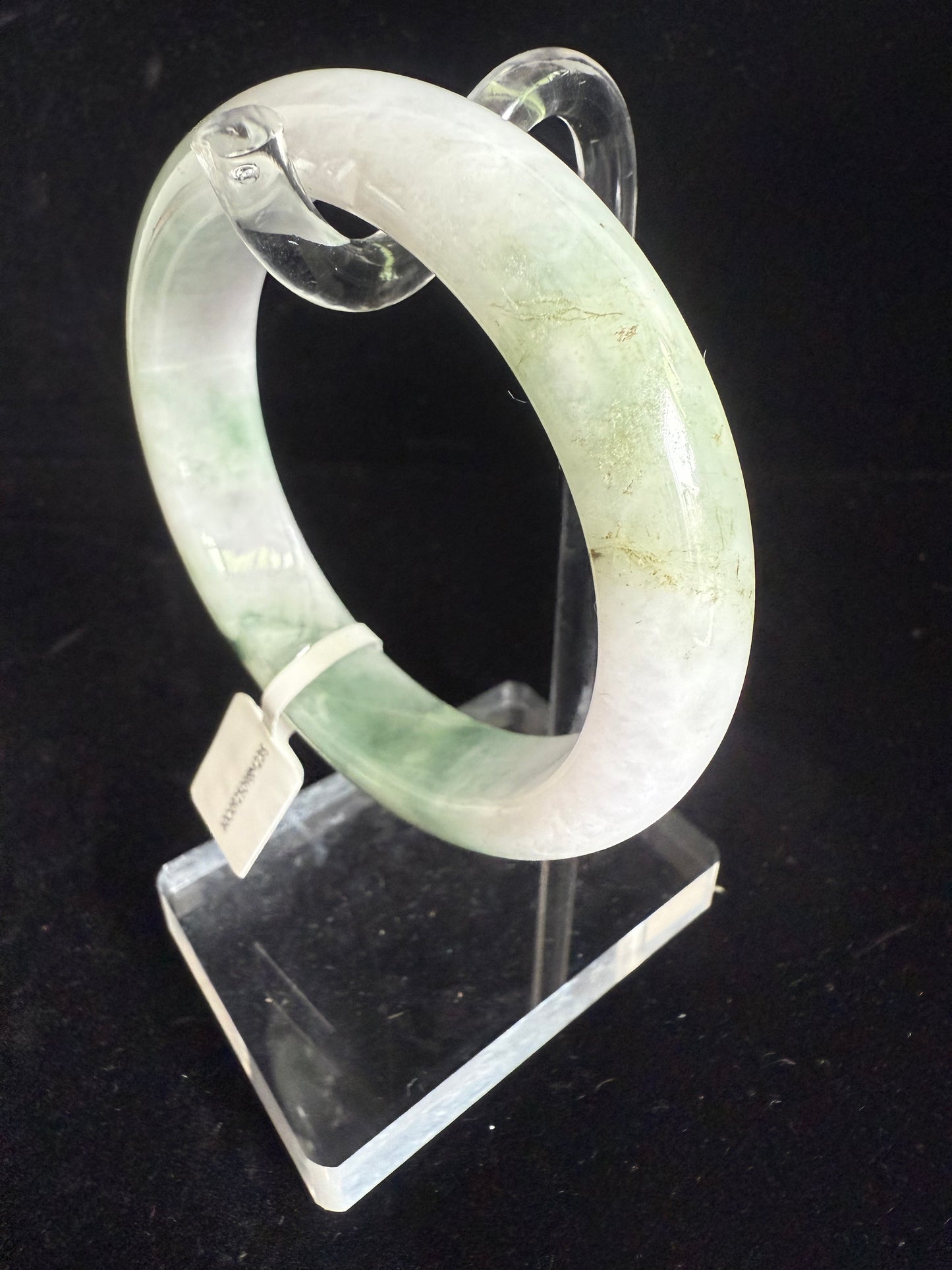 235. Green n white mix Jade bangle