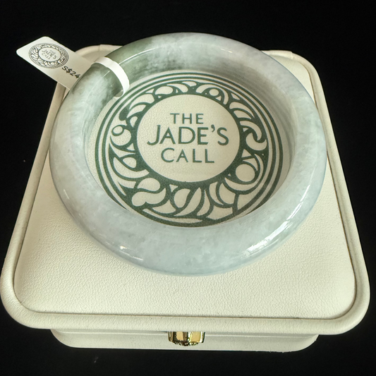 129. Glossy grey with green dash jade bangle