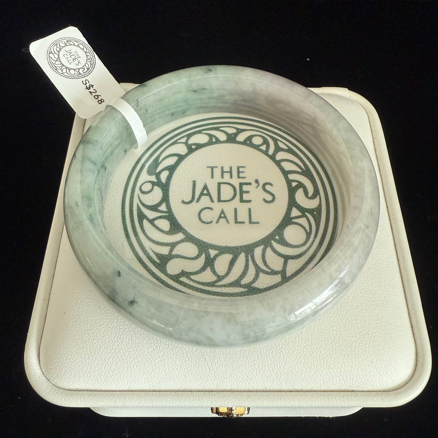 146. Floating green speckle jade bangle