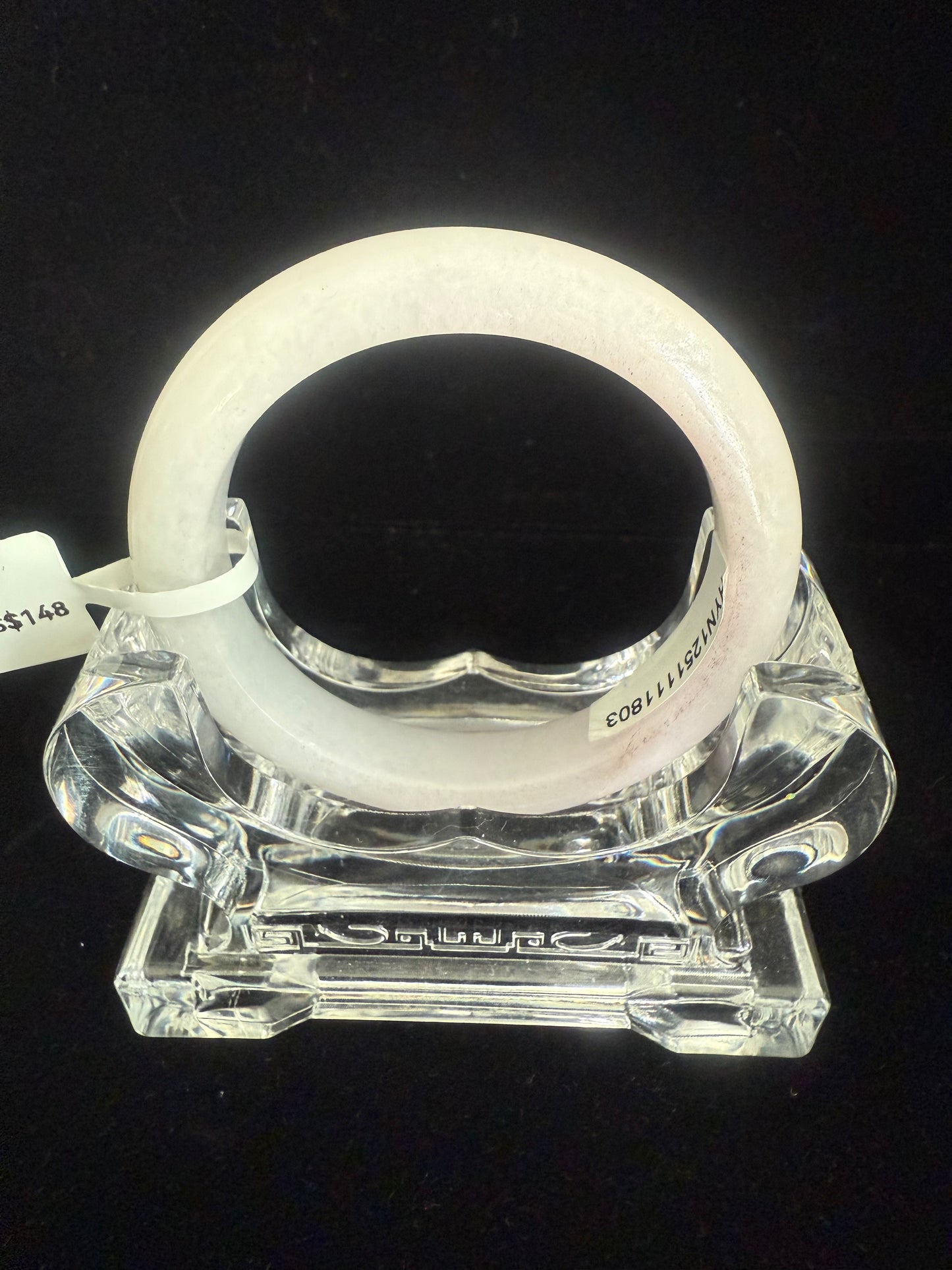 281. White with faint pink undertone jade bangle