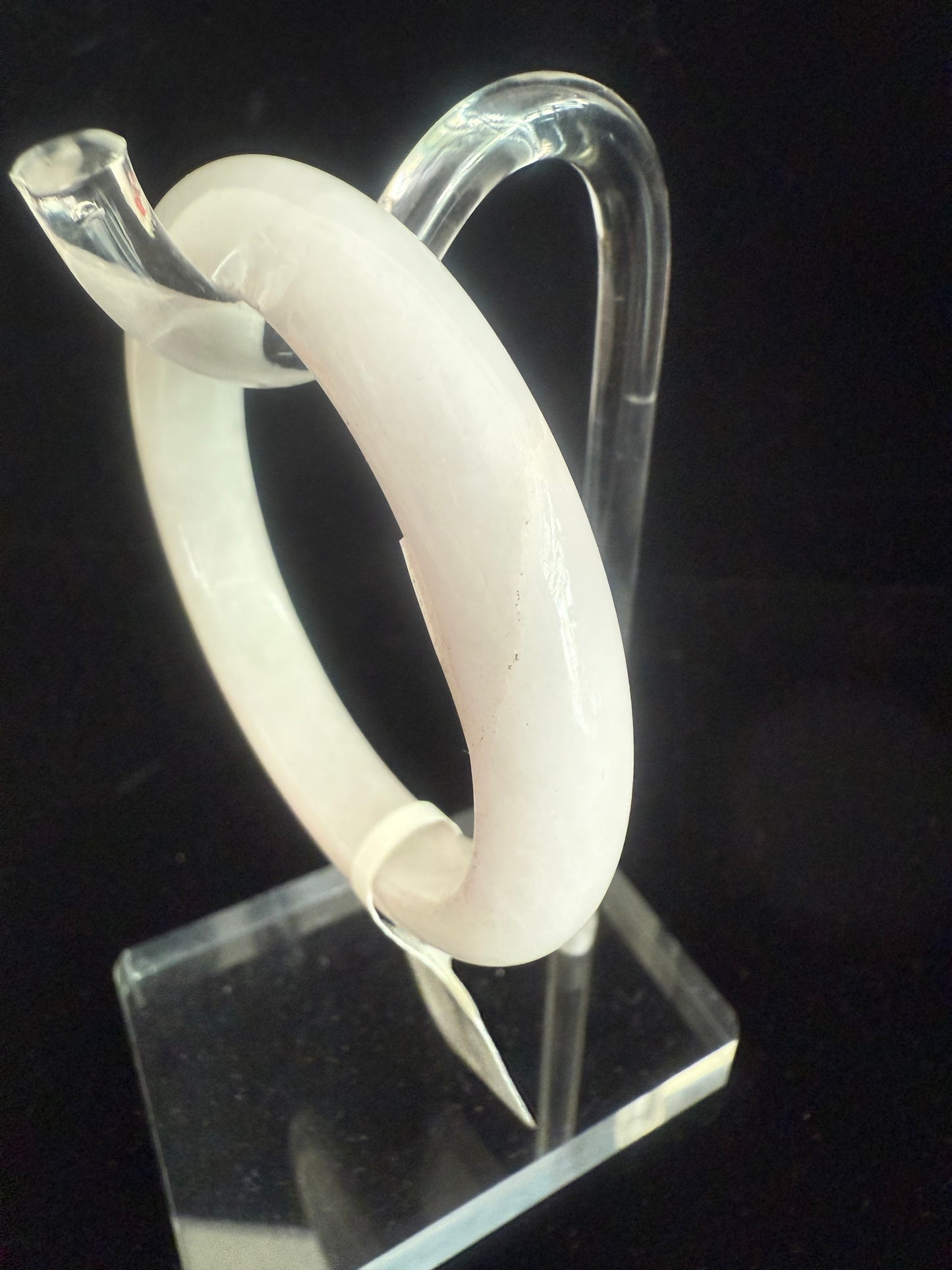 281. White with faint pink undertone jade bangle
