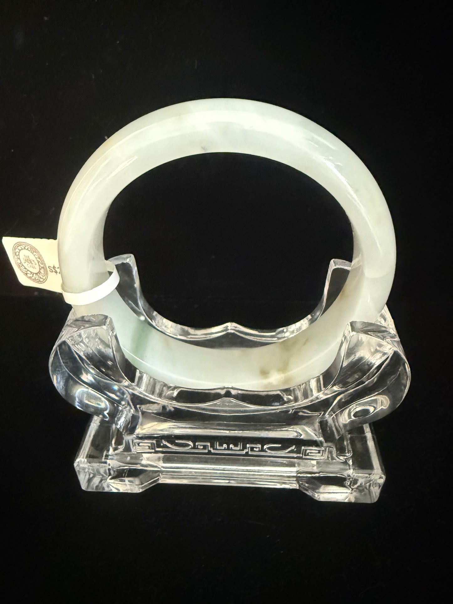 166. White with earthy brown spot Jade bangle