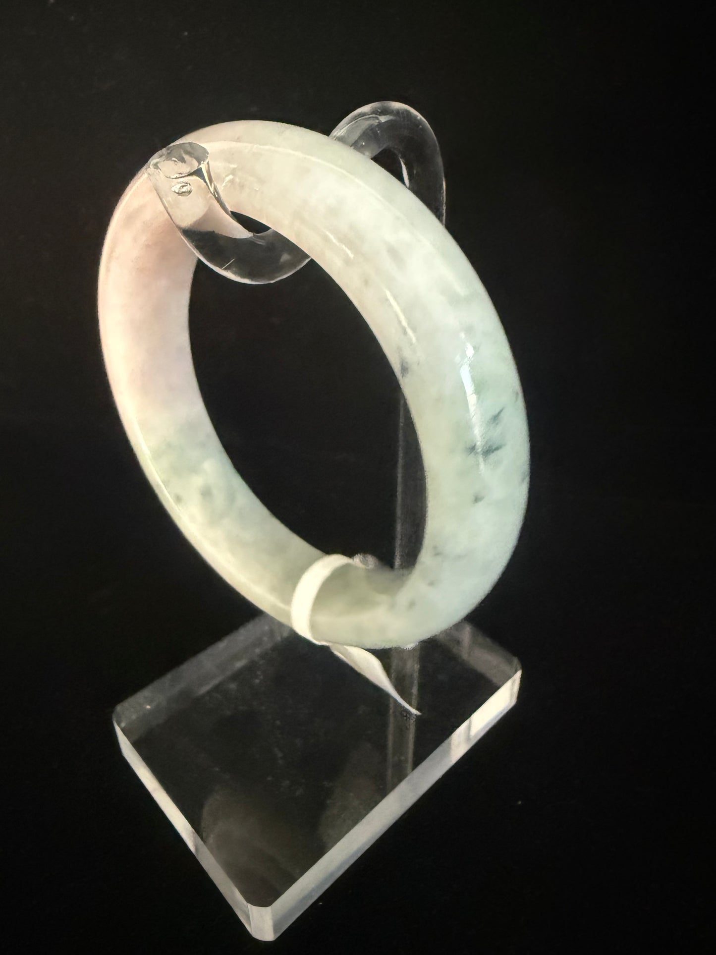 169. Lavender with green floating flower Jade bangle