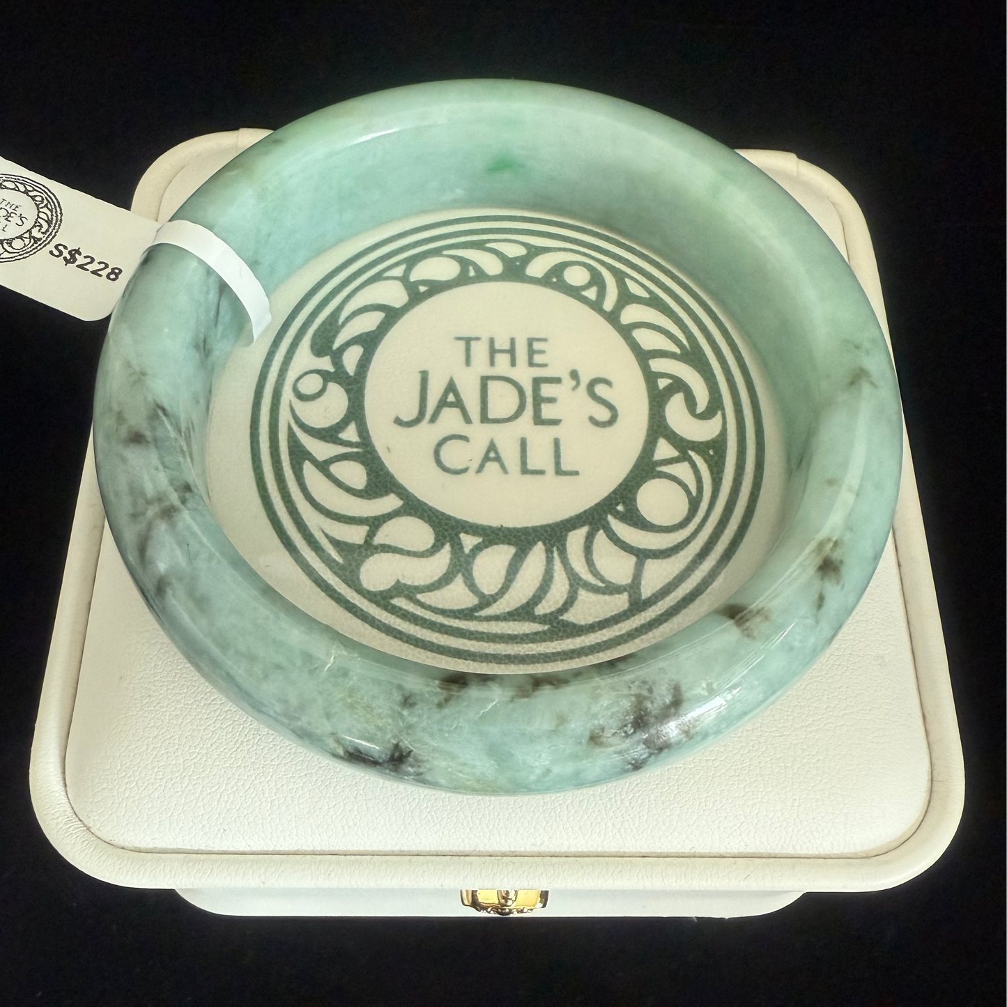 263. Green with dark spots patterns Jade bangle