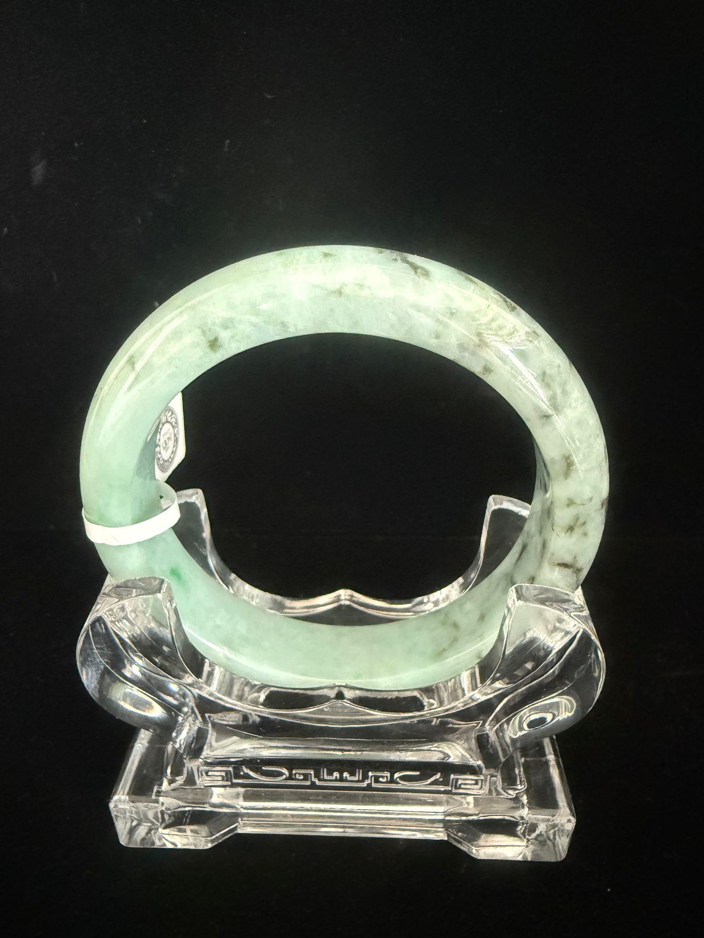 263. Green with dark spots patterns Jade bangle