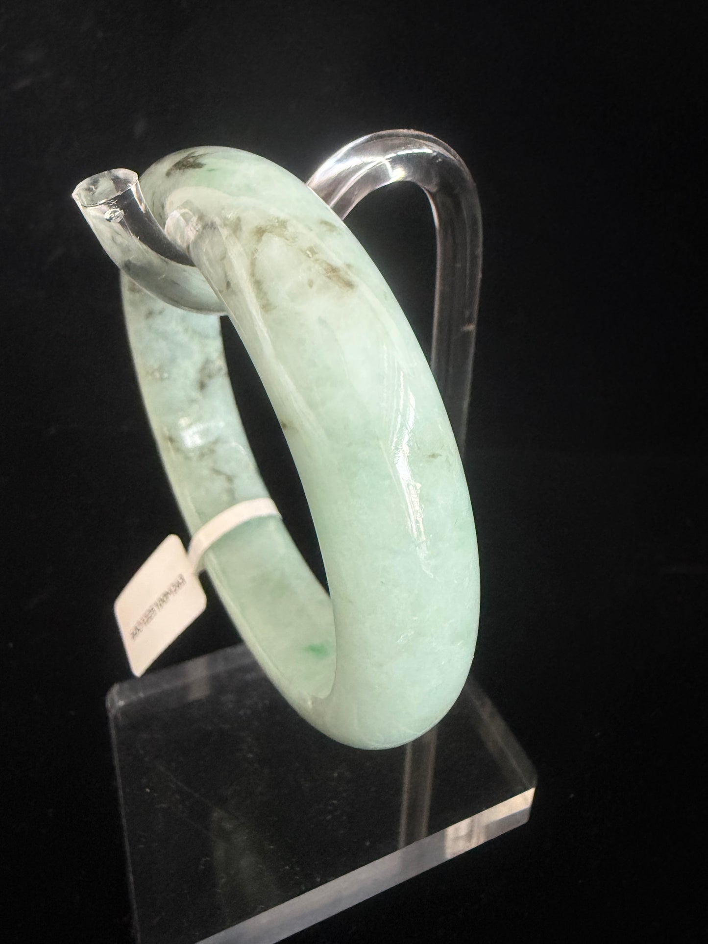 263. Green with dark spots patterns Jade bangle