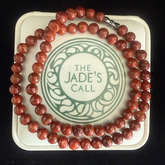 JB191. Red Jade beads necklace