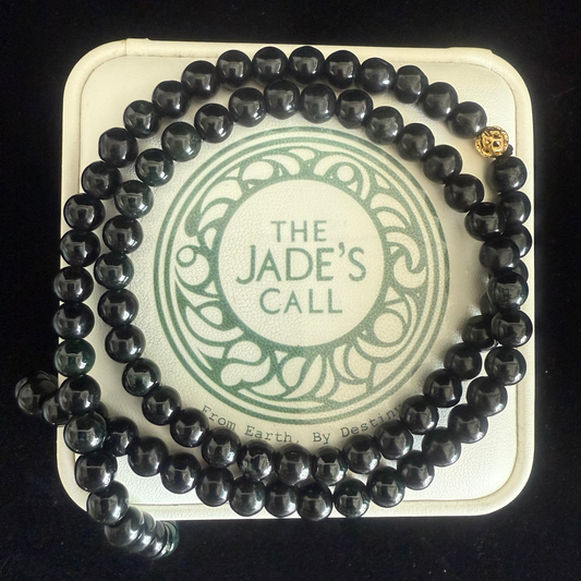 JB195. Black Jade beads necklace
