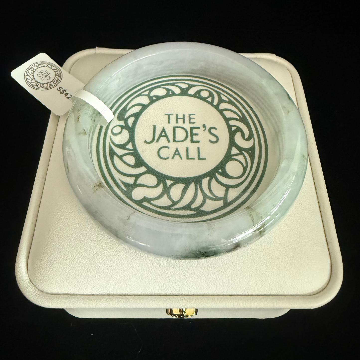 17. Apple Green and Lavender with Touches of Dark Green Jade Bangle