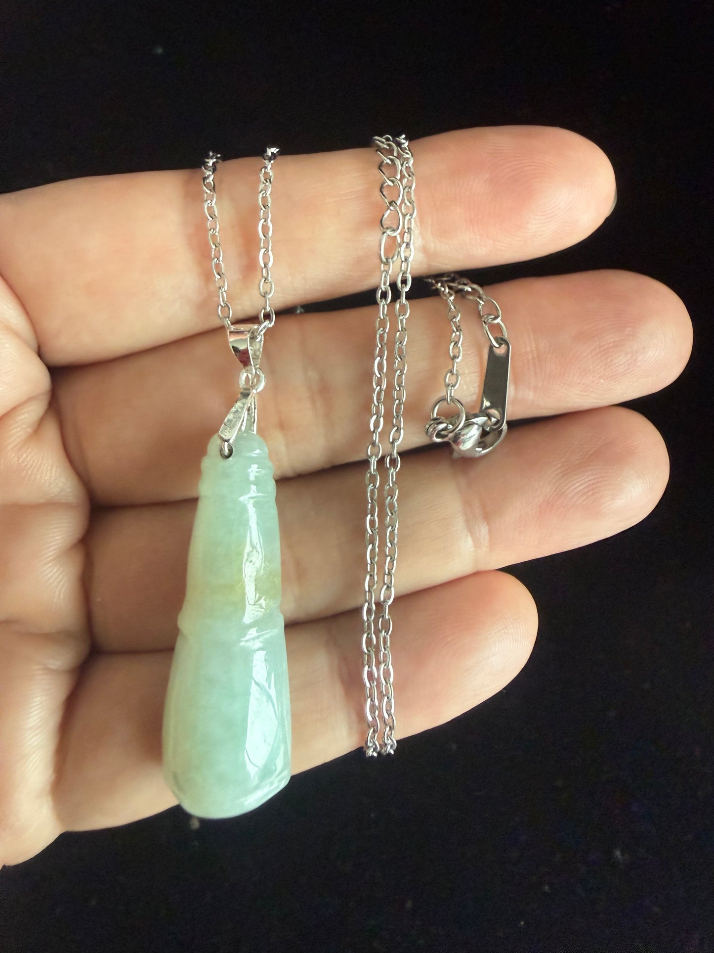 L48. Jade pendant with necklace - Bamboo