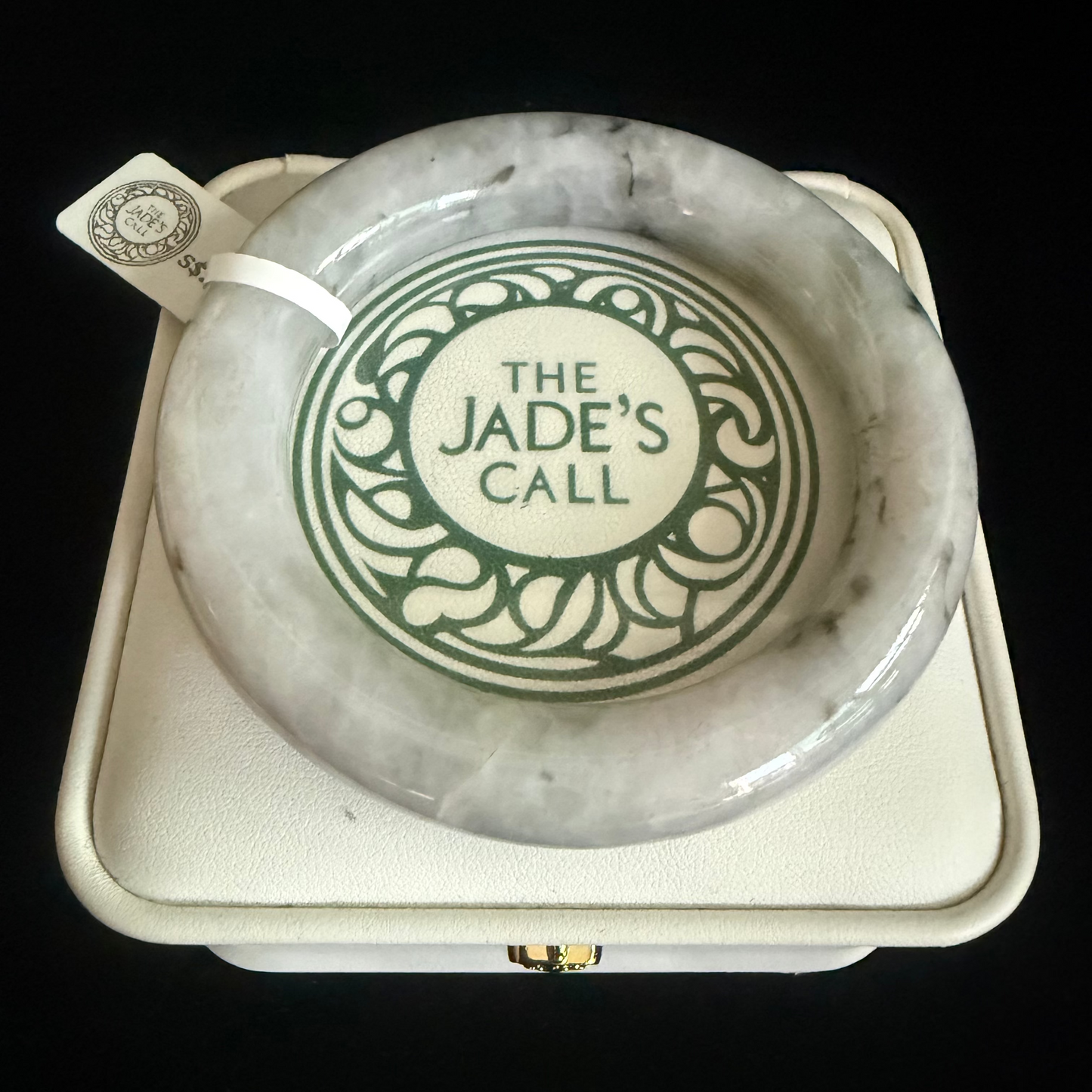 300. Traditional round floating flower motif Jade bangle
