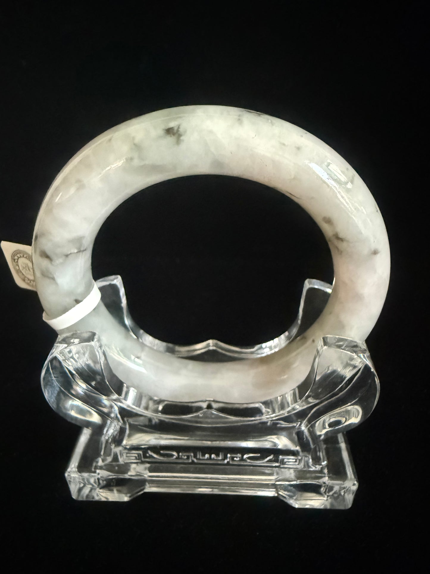 300. Traditional round floating flower motif Jade bangle