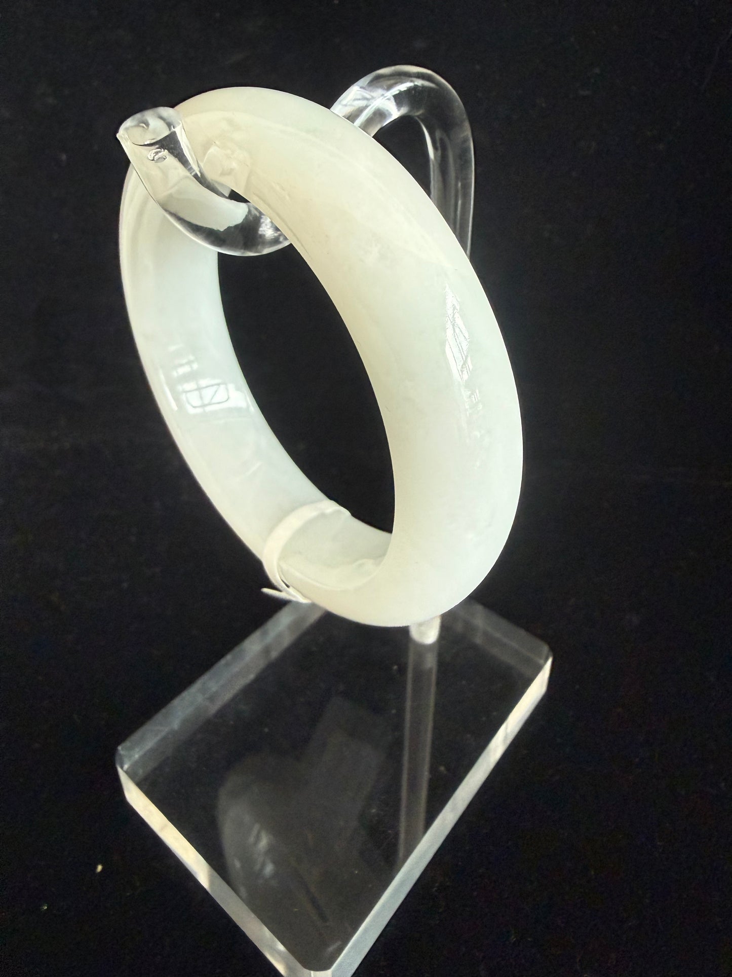 231. White Moonlight Jade bangle