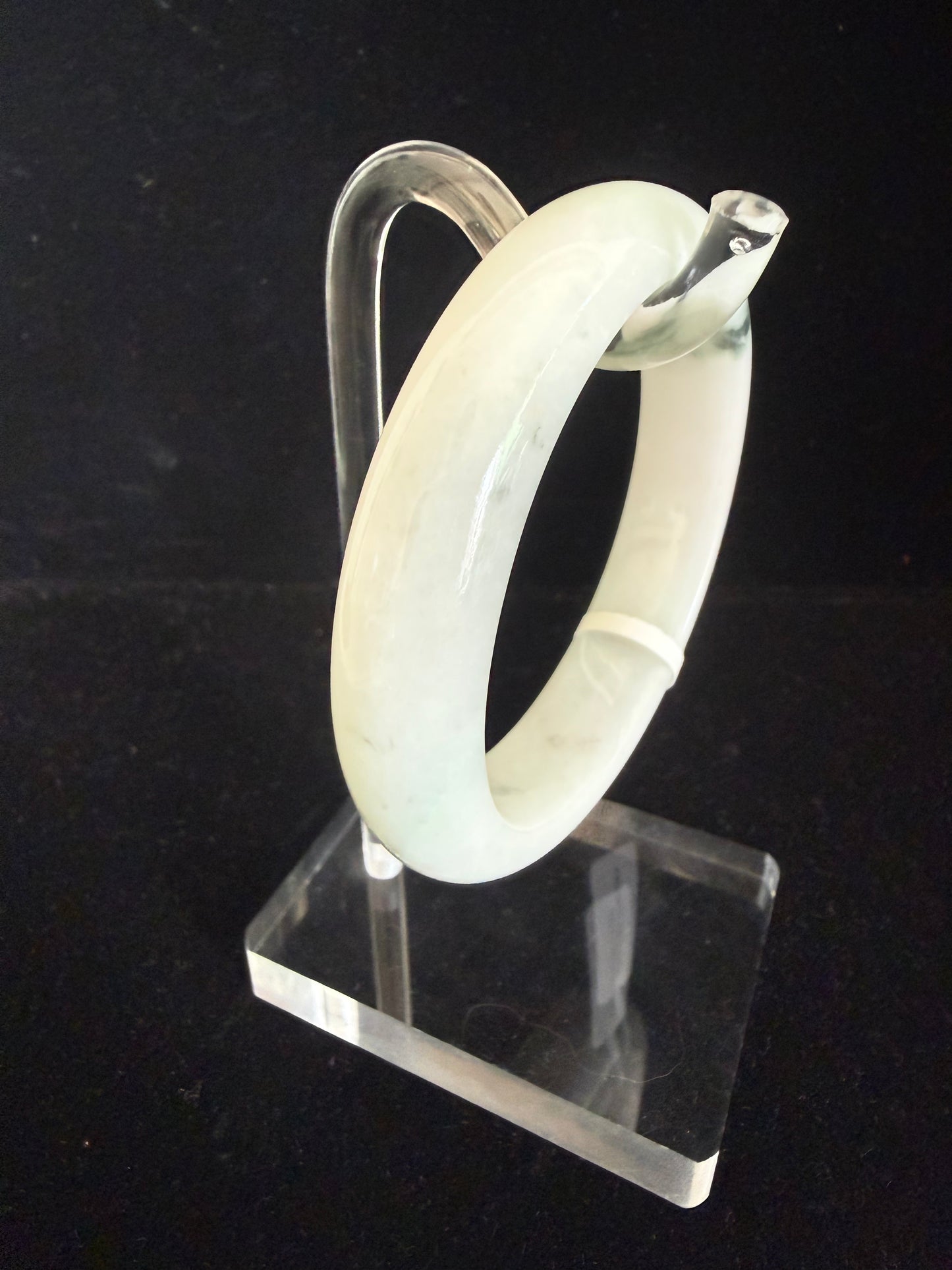 241. Milky white with a dash of green Jade bangle