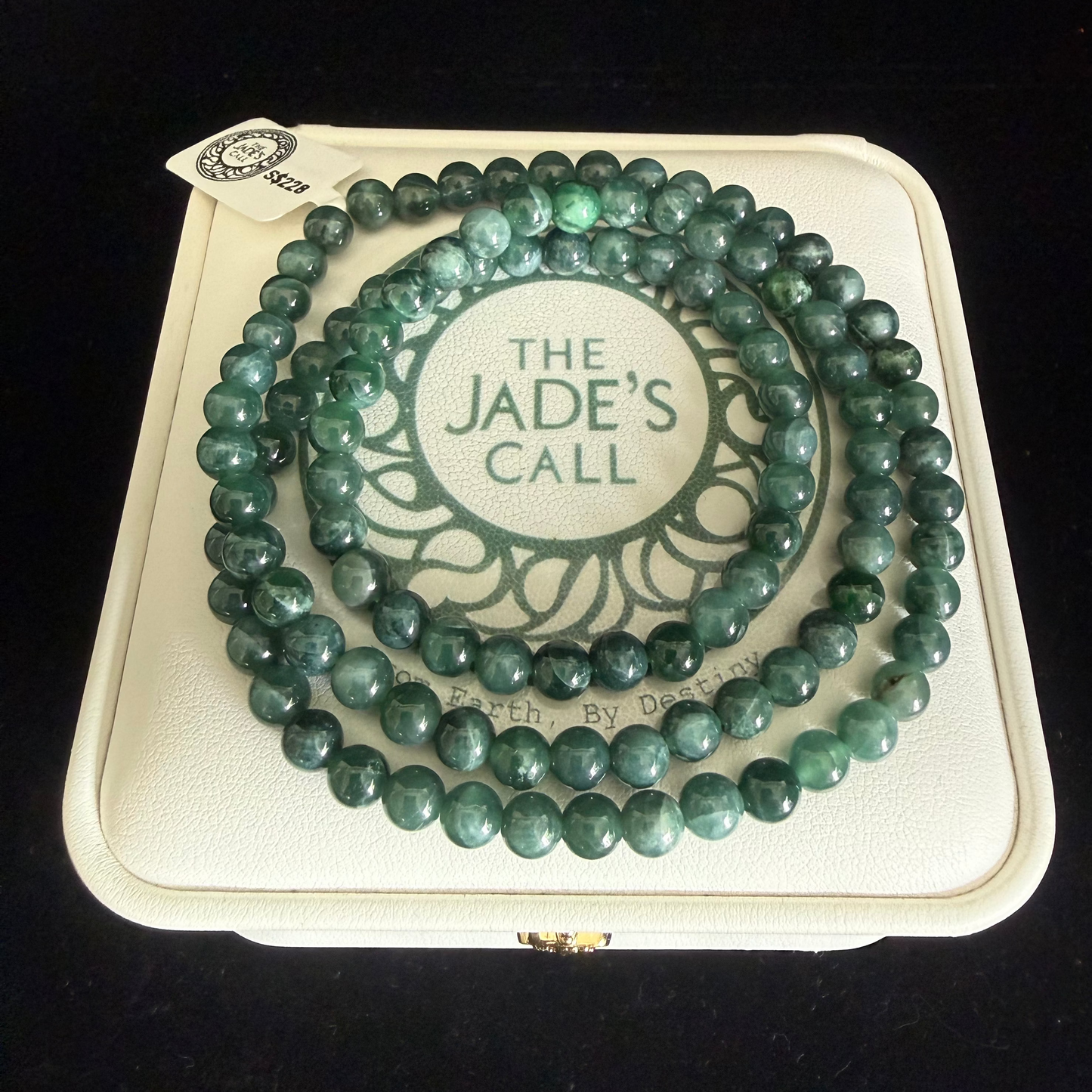 JB198. Glossy green Jade beads necklace
