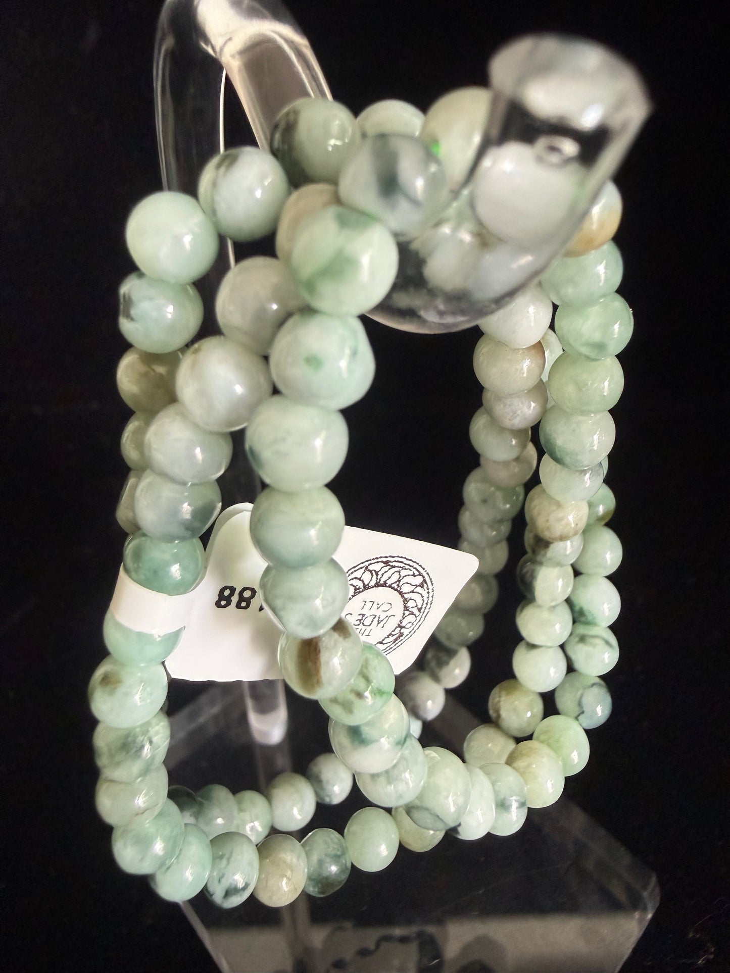 JB228. Jadeite Beads Necklace with Natural Green Contrast