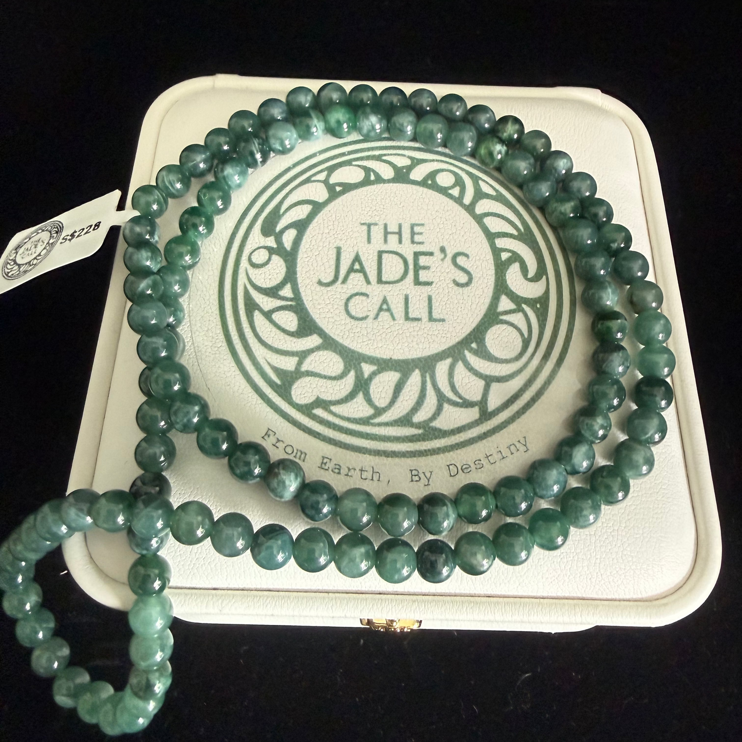 JB198. Glossy green Jade beads necklace