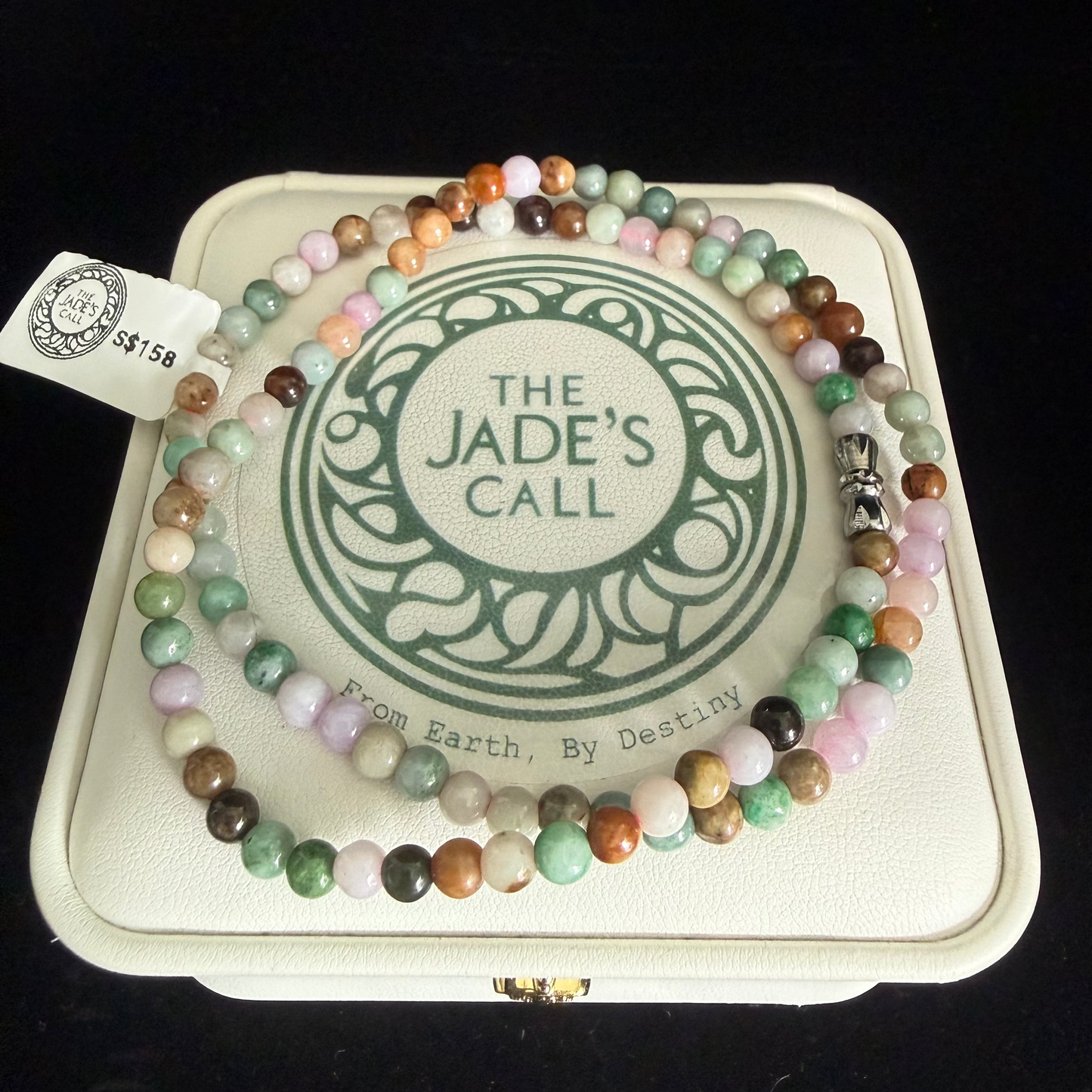 JB208. Multi‑Color Jadeite Beads Necklace
