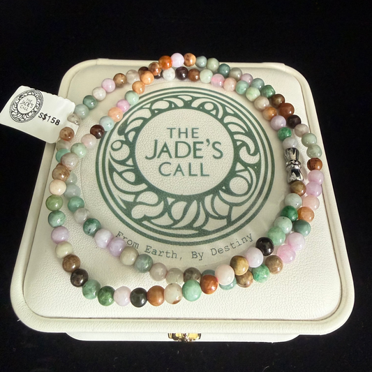 JB208. Multi‑Color Jadeite Beads Necklace