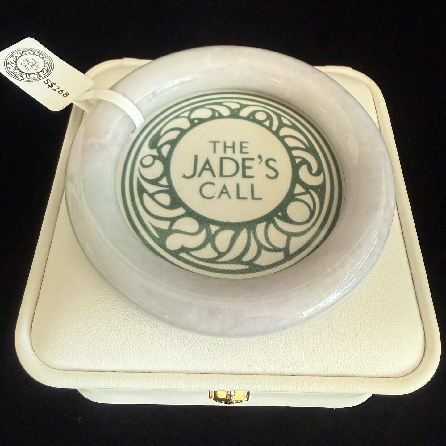 295. Traditional round white based Jade bangle