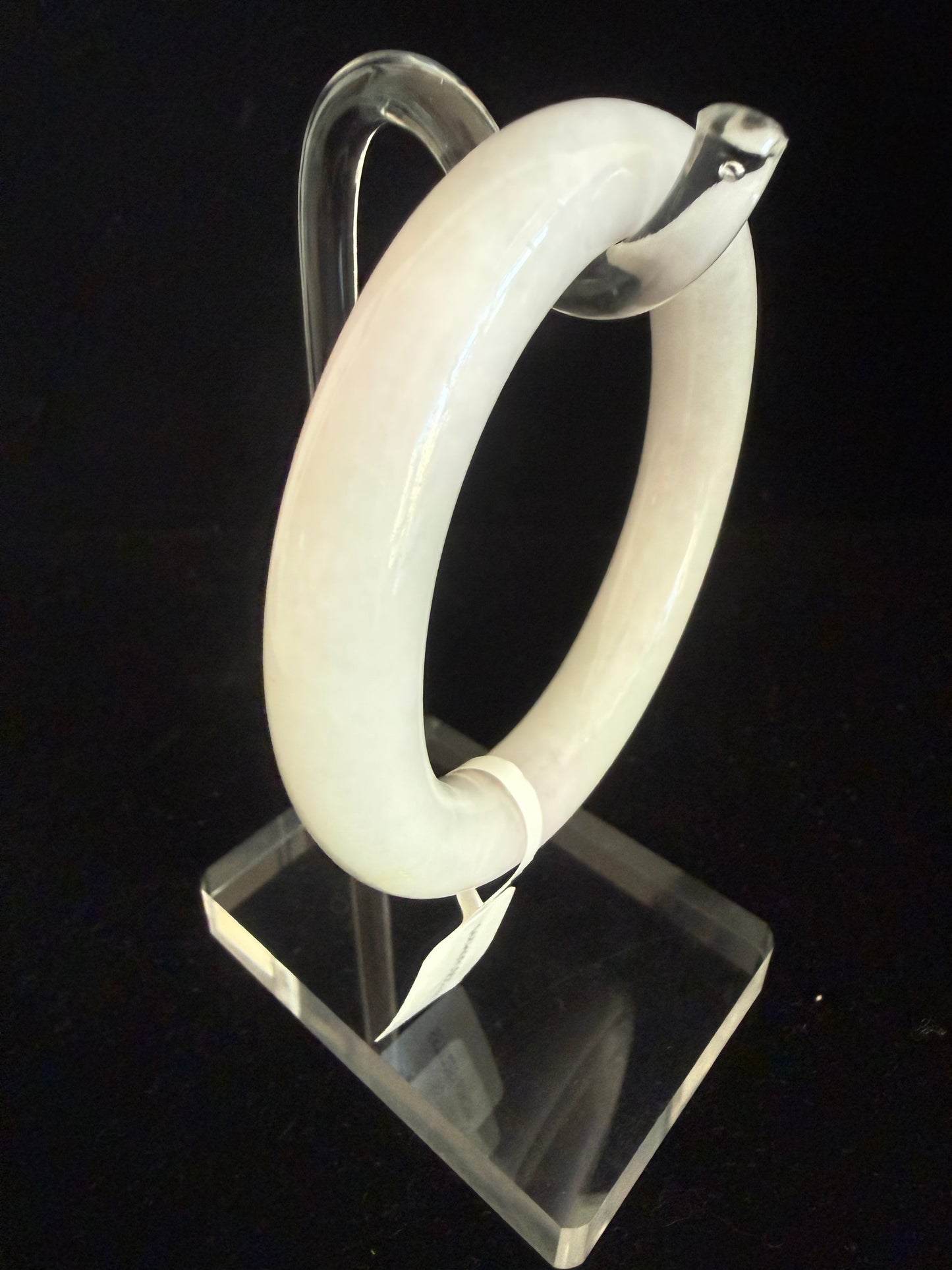 295. Traditional round white based Jade bangle