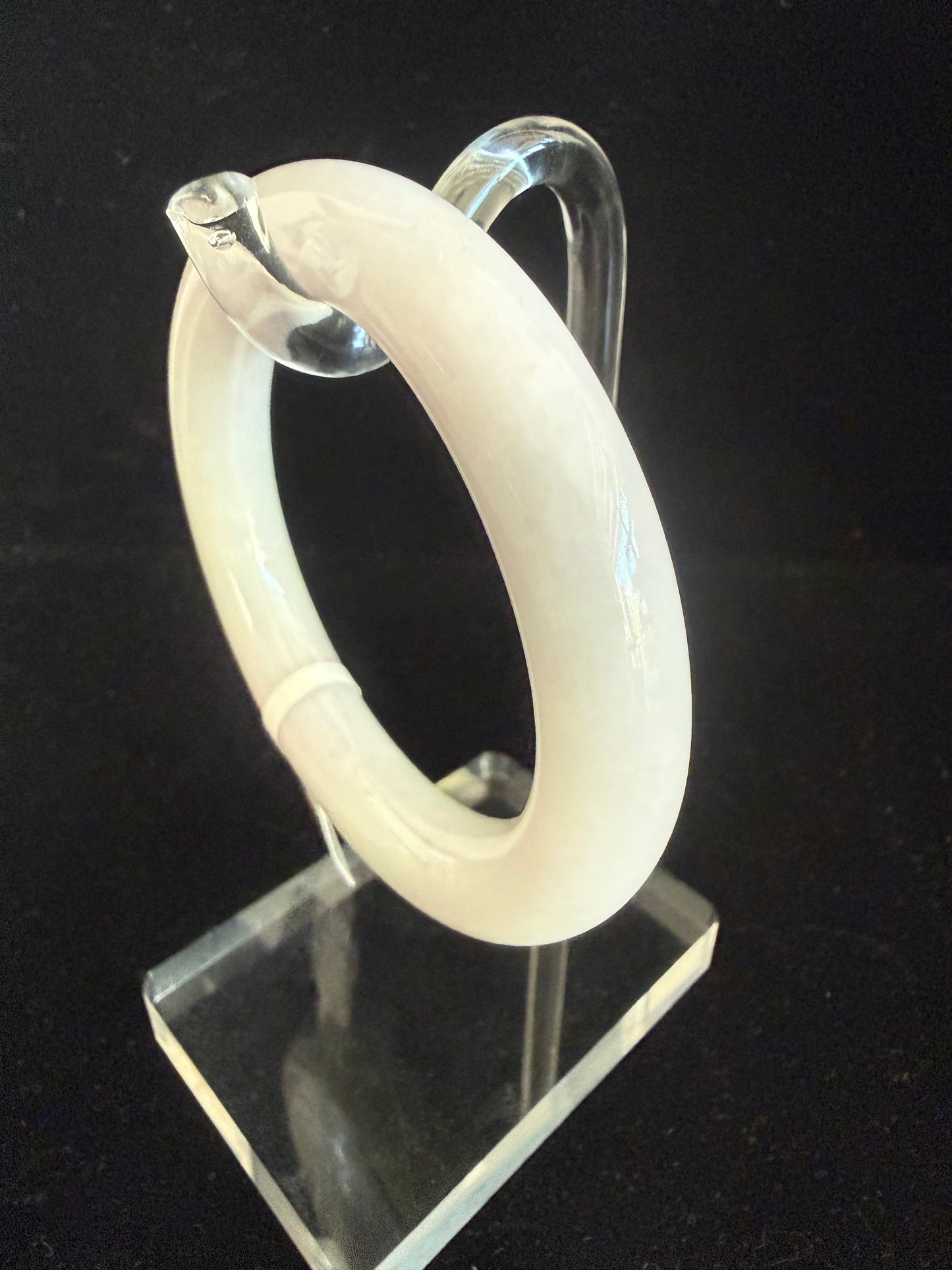 295. Traditional round white based Jade bangle