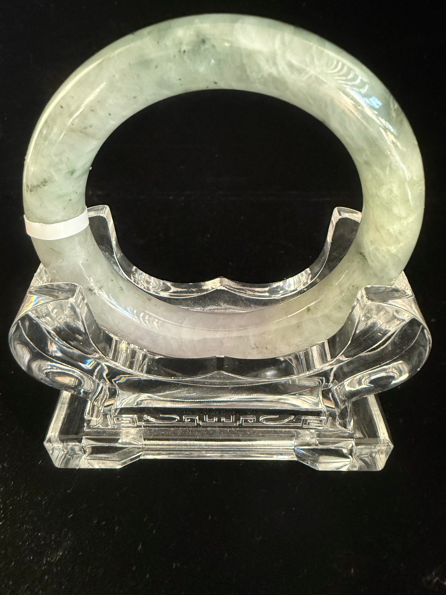 298. Traditional round Jade bangle in green and lavender