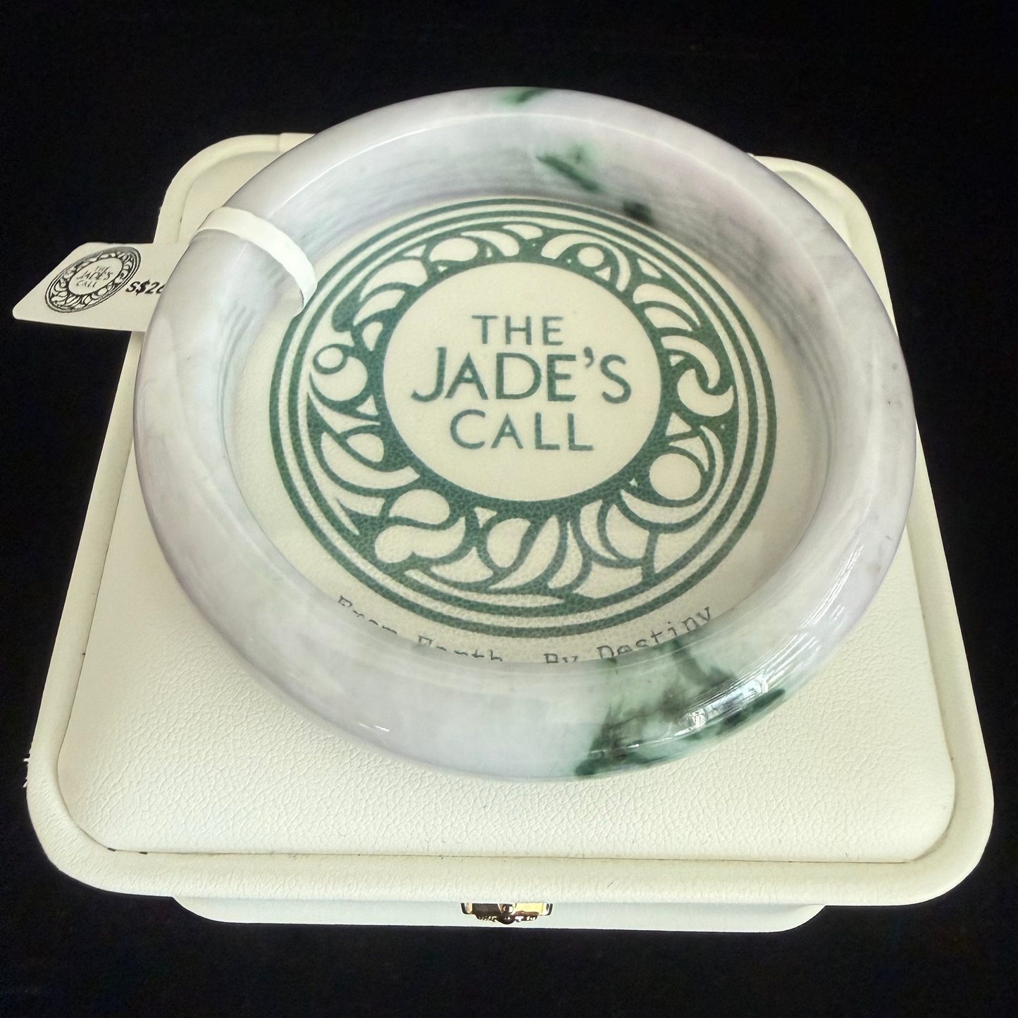 380. Light lavender with a dash of green Jade bangle