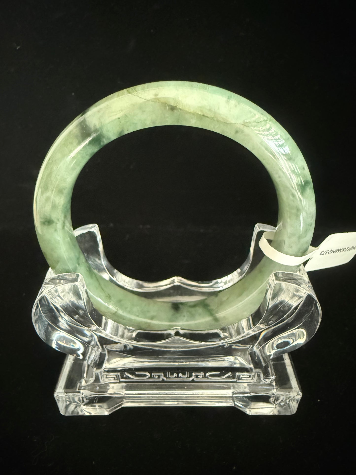 373. Lake green with floating flower Jade bangle