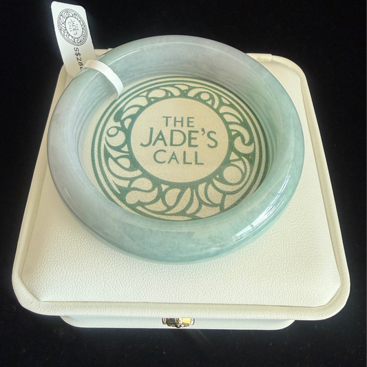305. Green & Lavender Jadeite Bangle with Natural Stone Lines
