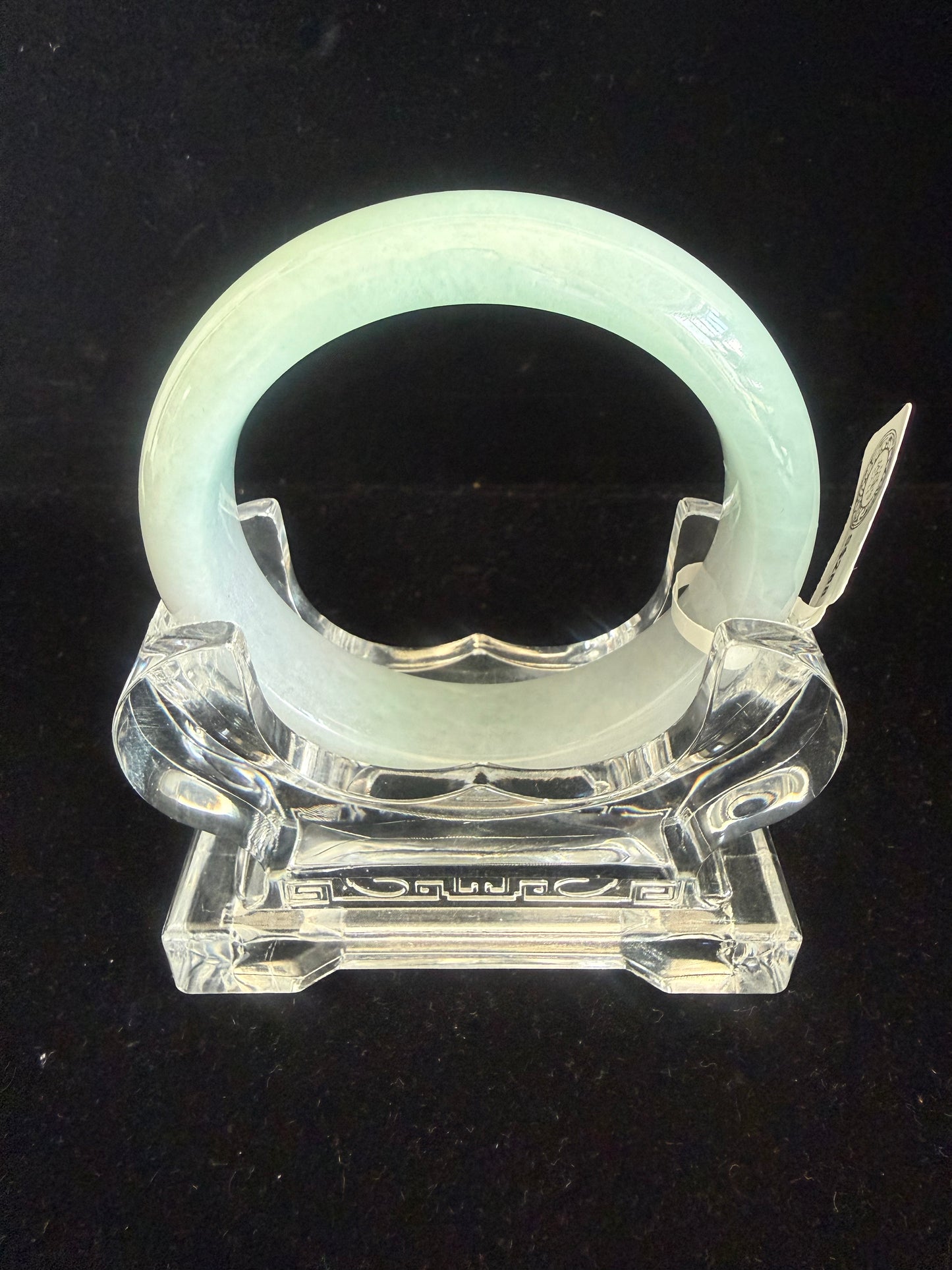 305. Green & Lavender Jadeite Bangle with Natural Stone Lines
