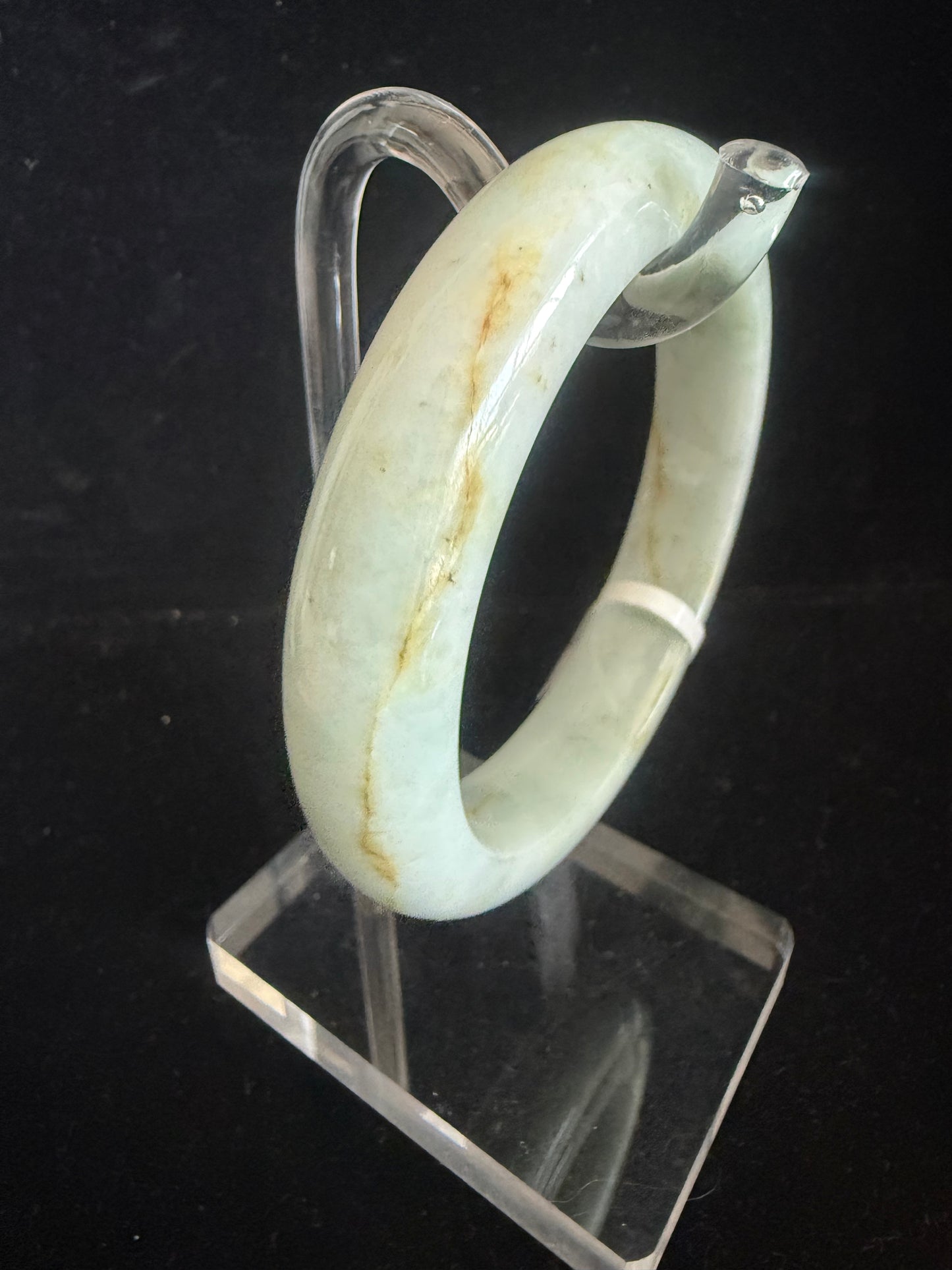 315. Light Green Jade Bangle with Natural Yellow Vein