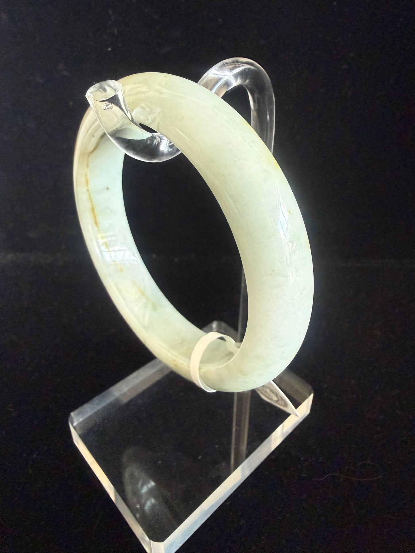 315. Light Green Jade Bangle with Natural Yellow Vein